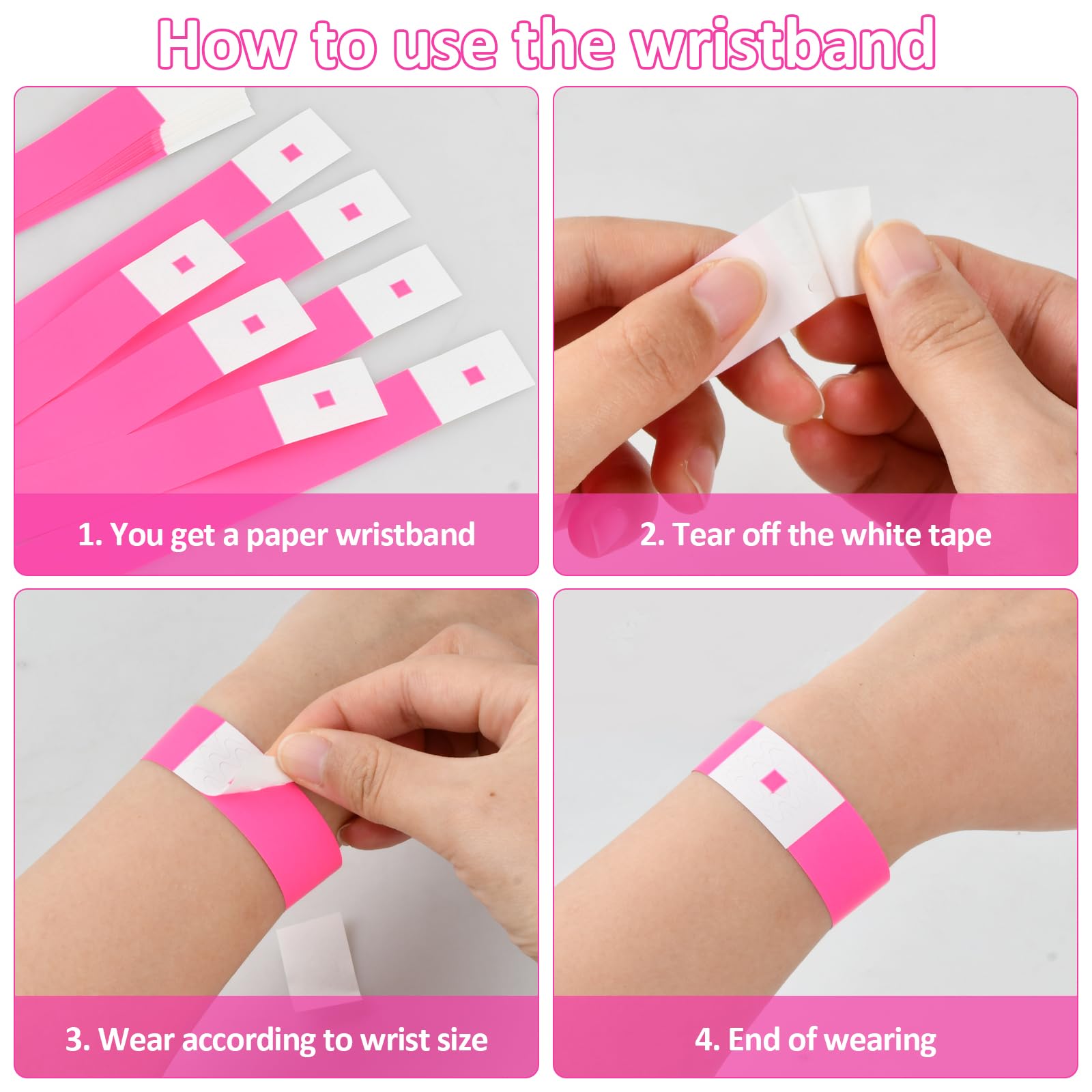 600pcs Bracelets D'Identification Événementiels En Papier Imperméables - Bracelets De Fête Multicolores