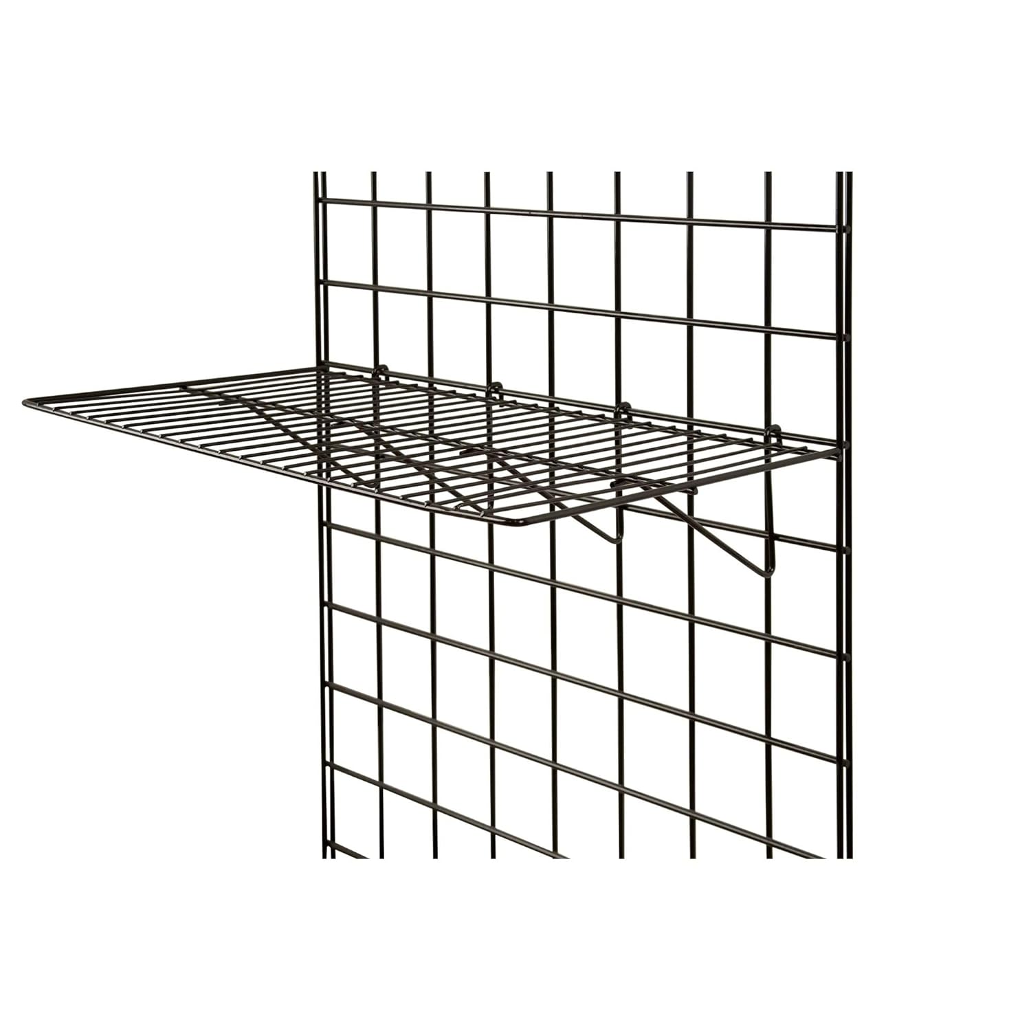 Econoco Grid Panel Display Shelf, Heavy Duty Wire Shelf for Clothing Display Rack Grid, 12" D x 23.5" L, Black Finish, Pack of 6