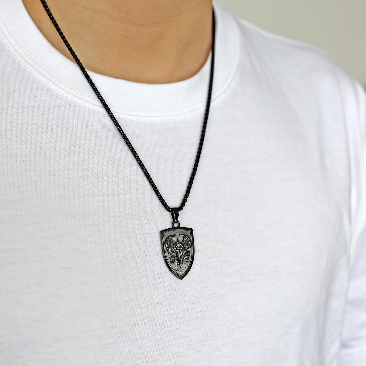 Rnivida Archangel St. Michael Medal Pendant Necklace, Stainless Steel Christian Jewelry for Men Women - Image 5