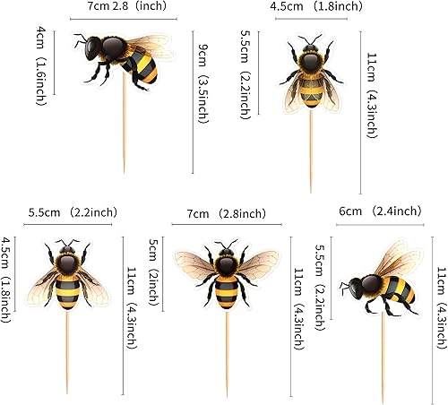 Miniatura 2 de Ercadio Paquete de 25 adornos para cupcakes de abejorros, abejas, panales, abejas, cupcakes, decoración de pasteles de abejorros para cumpleaños,