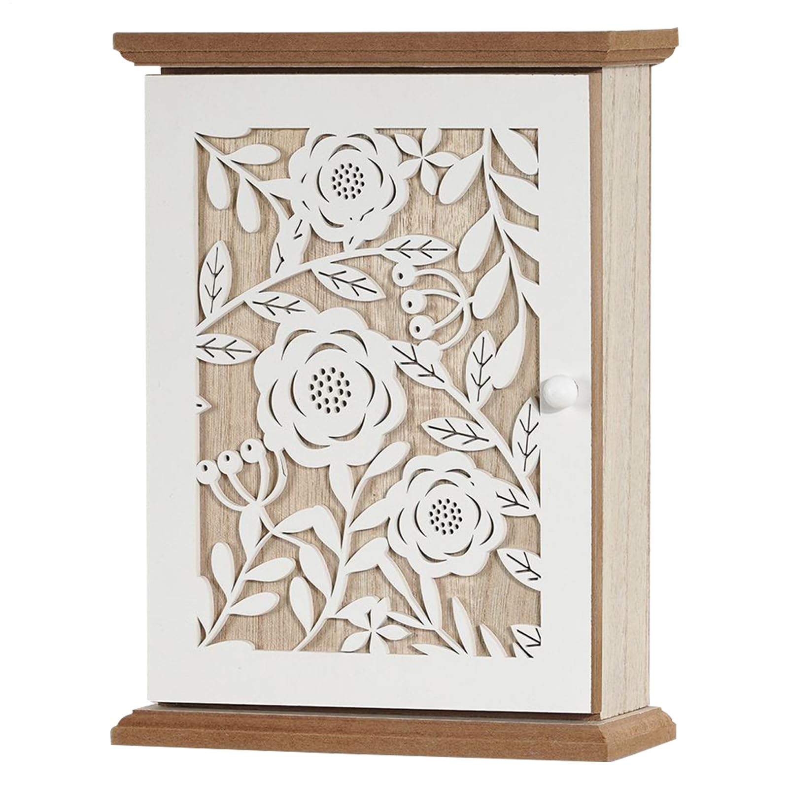 Organizador de llaves de madera decorativo con balda interior