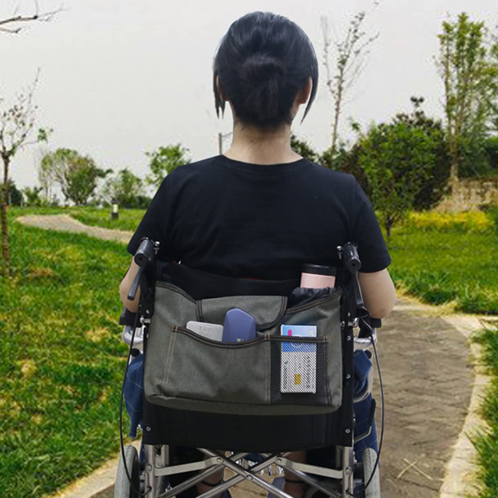 Bolsa para Silla De Ruedas con 6 Bolsillos De Almacenamiento, Mochila para Silla De Ruedas De Gran Capacidad para Andador, Andador, Accesorios para Scooter De Movilidad,Grey