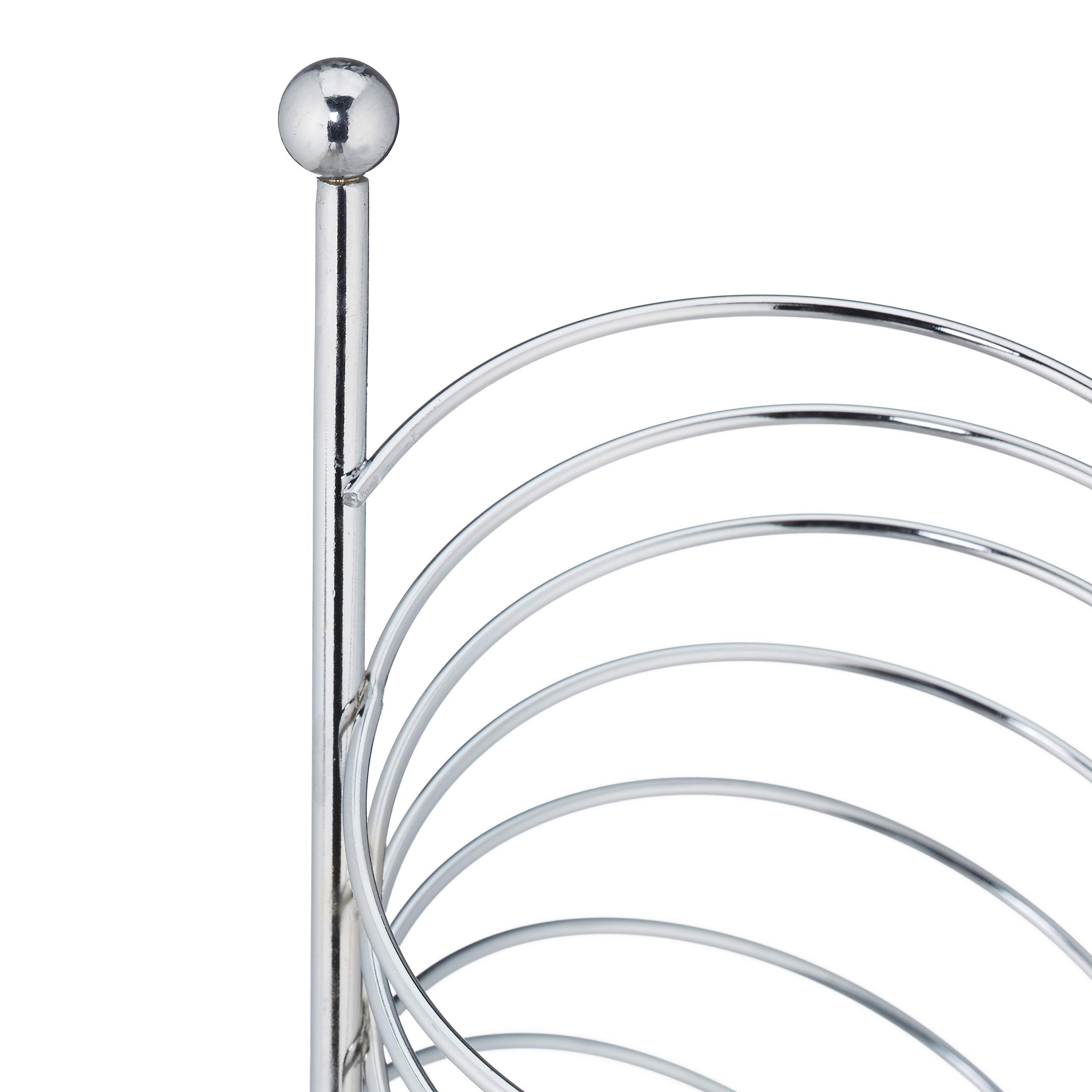 Relaxdays Portafrutta a Spirale in Metallo, Cestino per Arance e Mele, Per 7 Frutti, HxLxP: 48 x 21 x 21 cm,argento