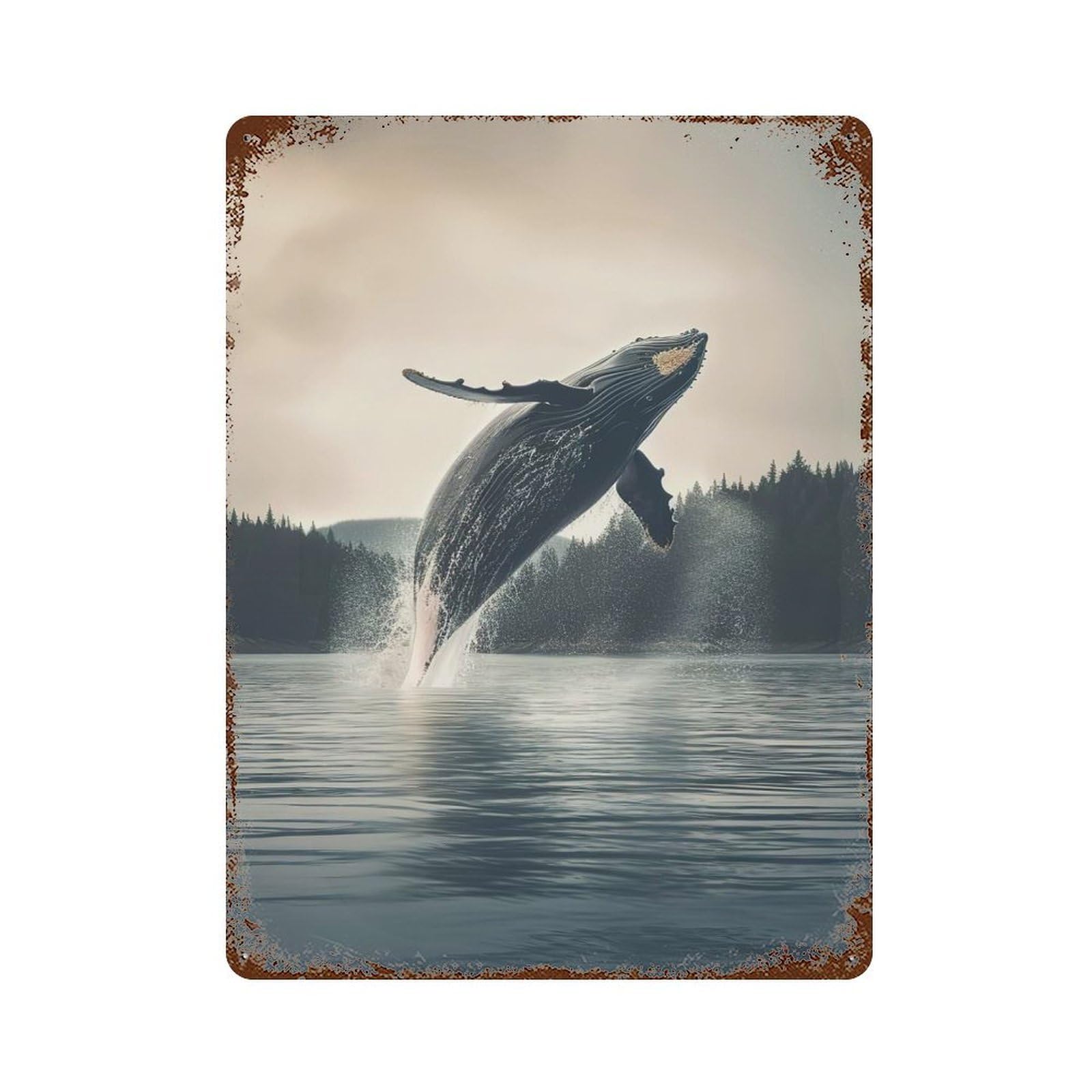 Whale Shark Portrait Vintage Rust Metal Sign 15.7"x11.8", Classic Wall Plaque for Basement, Hobby Room And Garage Decor