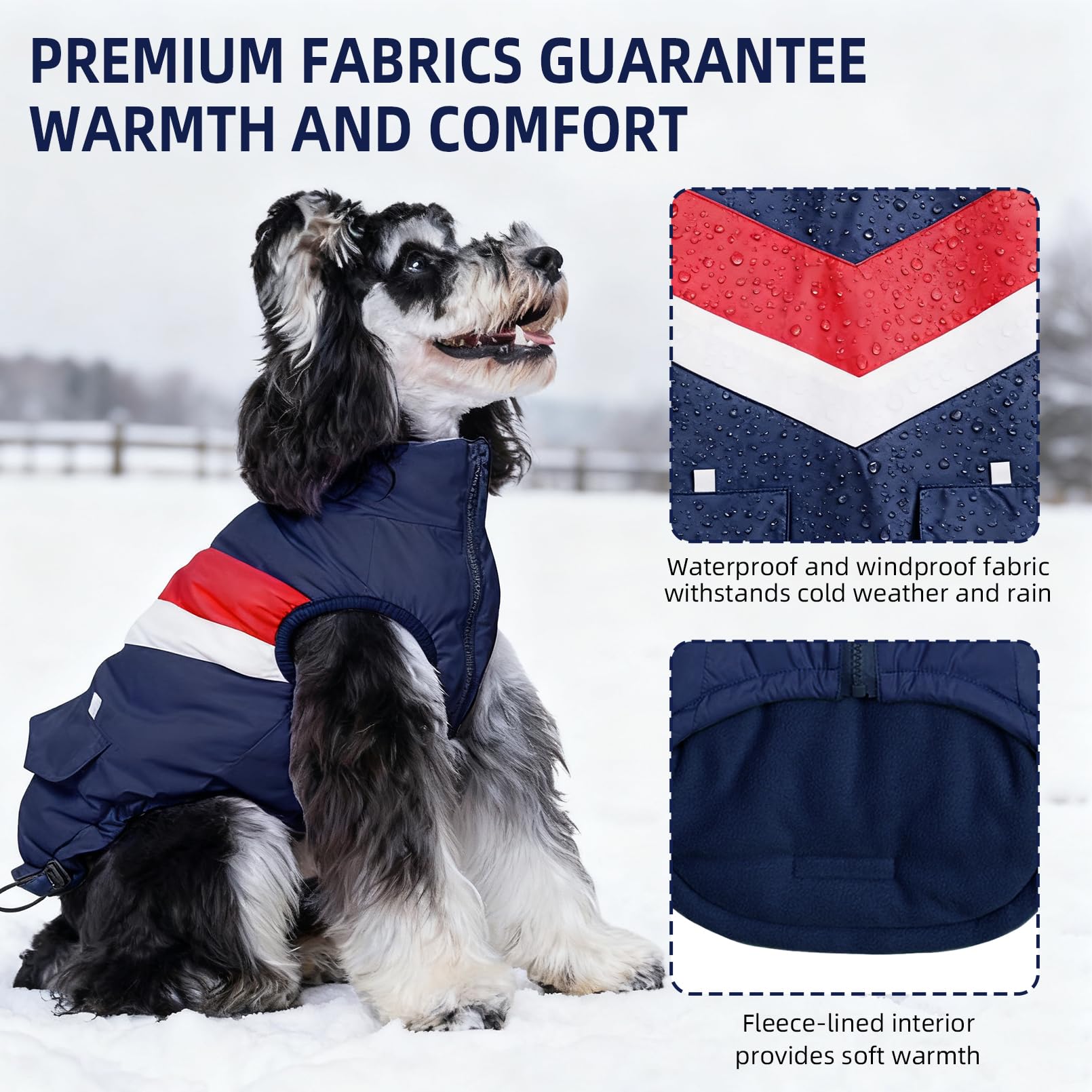 Giacche foderate in pile per cani, cappotti impermeabili per cani di piccola taglia, antivento, gilet invernale per cani da 3,6 a 5,9 kg