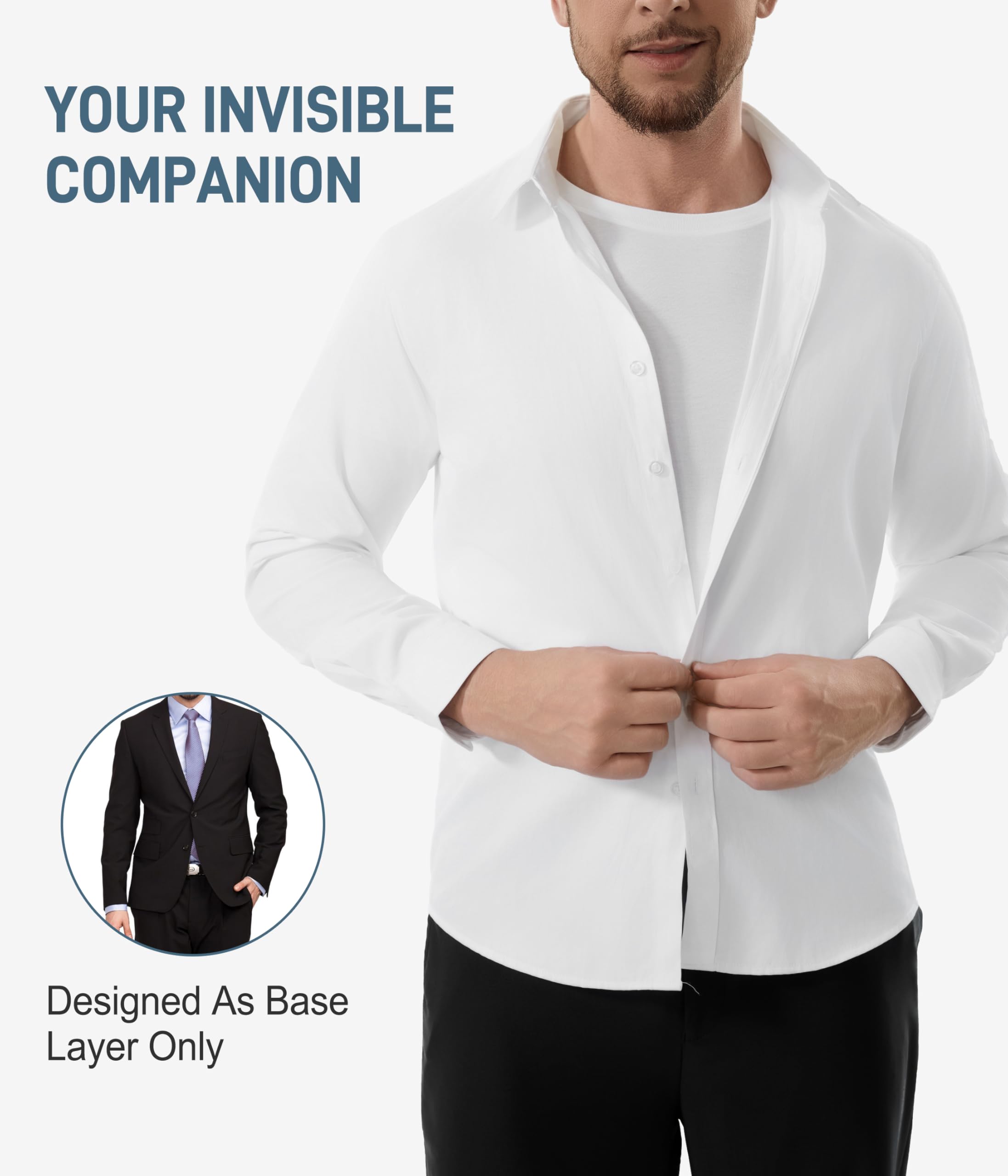 Paquete de 2 camisetas interiores para hombre, cuello redondo modal, ajustadas, con almohadillas para el sudor