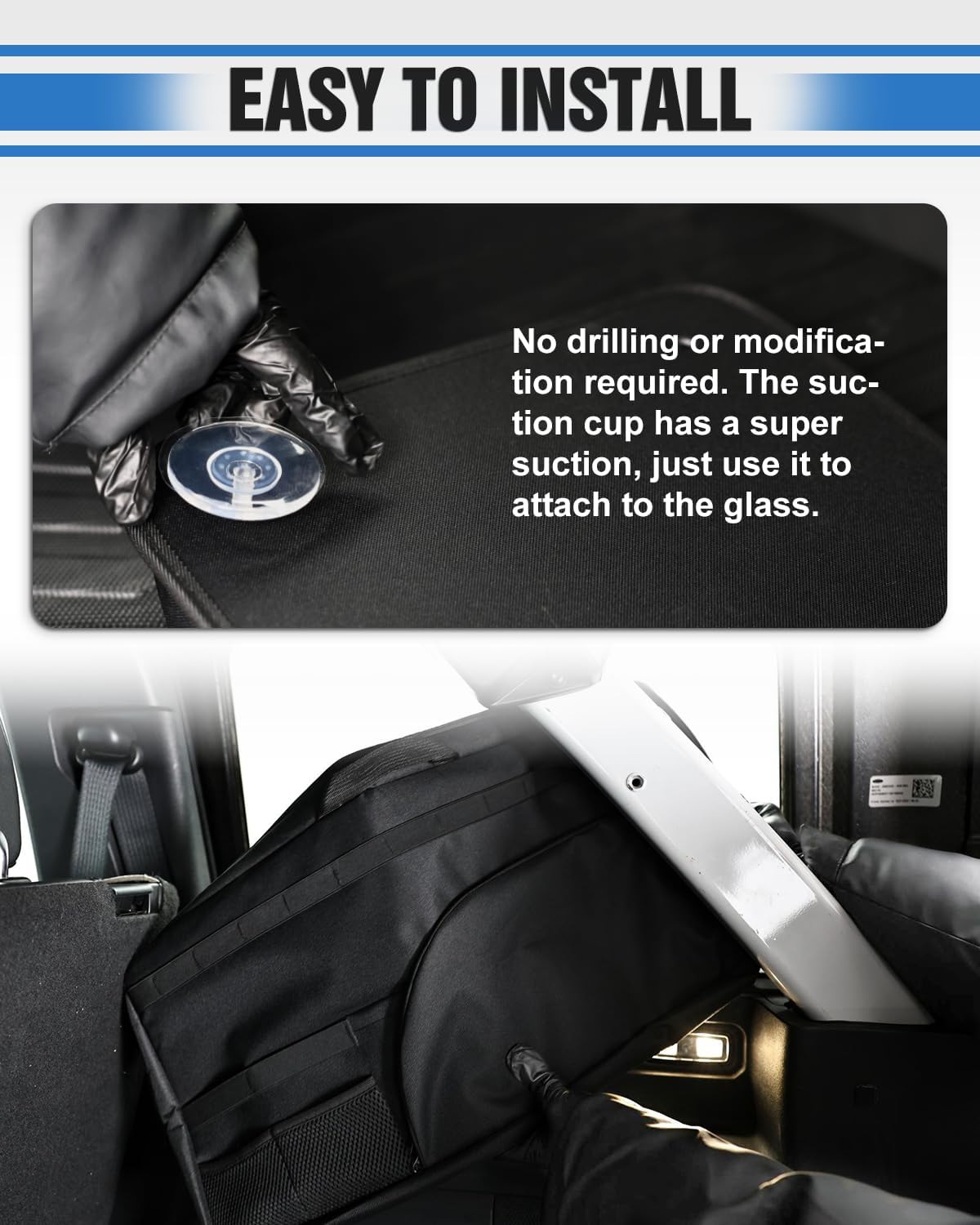 Rear Side Window Storage Bag Compatible with Ford Bronco 2021 2022 2023 2024 2025 4 Door Hardtop(Exclude Bronco Sport),Trunk Storage Bag Organizer Accessories-1PCS Black