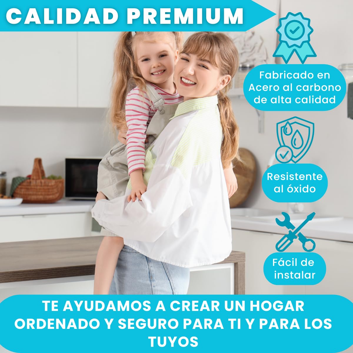 Organizador Bajo Fregadero Multiusos Fácil de Montar PREMIUM | Organizador Cocina, Baño, Lavadero | Acero Carbono 2 Niveles, Cestas Extraíbles, Altura Ajustable y Forma de L | Hogar y cocina