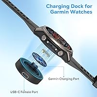 Vista 2 de Cargador de reloj Garmin USB C, compatible con Garmin vivoactive 6 5 4, Fenix 8 7 6 5, Forerunner 55 165 265 965 970 570, Instinct 3 2 1, Venu 4 3s