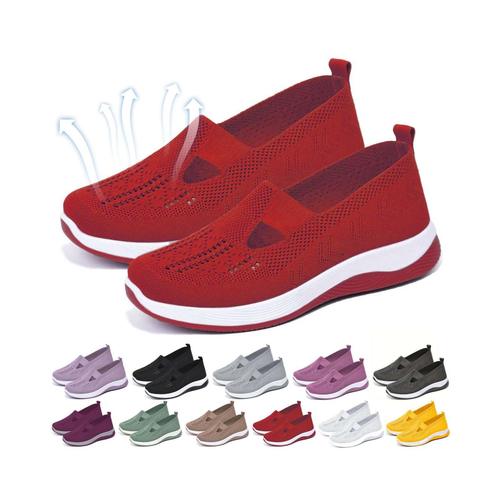 Yilia Orthopedic Shoes for Women, Women Wide Width Breathable Walking Comfortable Slip on Sneakers, Non Slip Food Service Lightweight Sneaker, Nurse