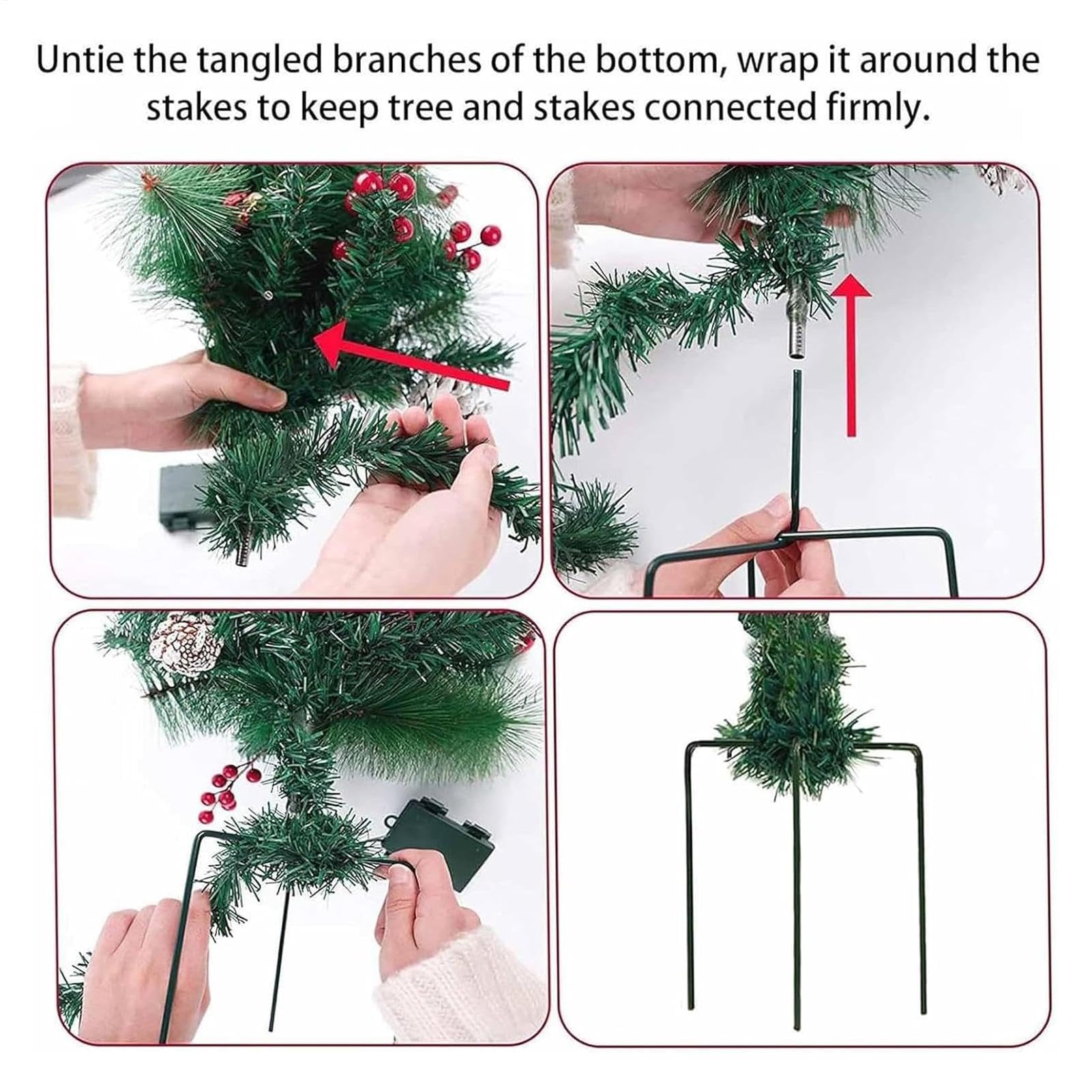 Relleno de maceta de Navidad para exteriores, con luz LED, 8 modos, función de temporizador, arbusto, decoración de macetas de Navidad al aire libre, fiesta de vacaciones, porche, patio, jardín