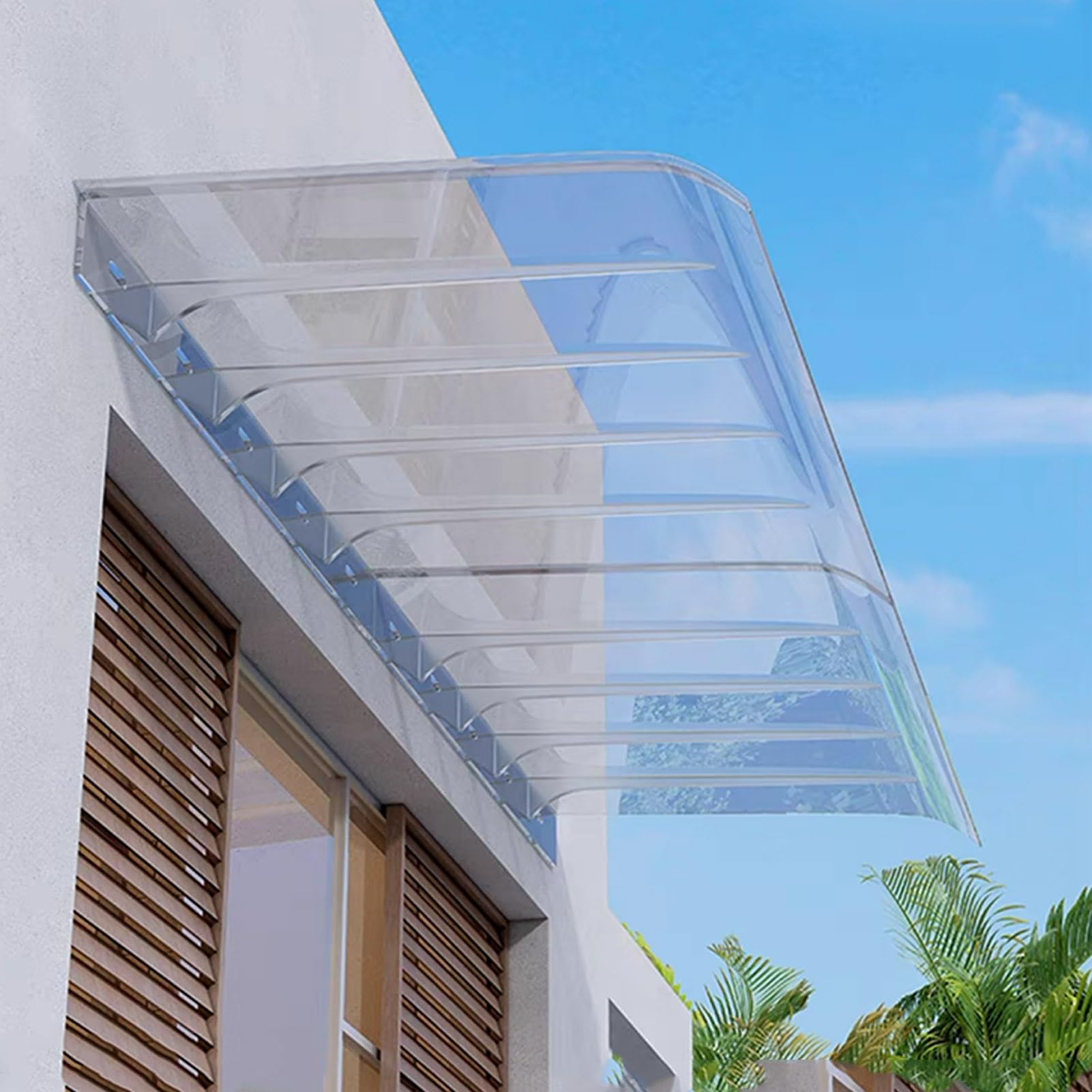 Marquesina Puerta, Techo Exterior Lluvia, Tejadillo Proteccion Lluvia, Tejados De Plastico Exterior, Toldo De Bricolaje for Patio, Longitud Conectable Libremente(Clear,35x200cm (13.7x78.7in)