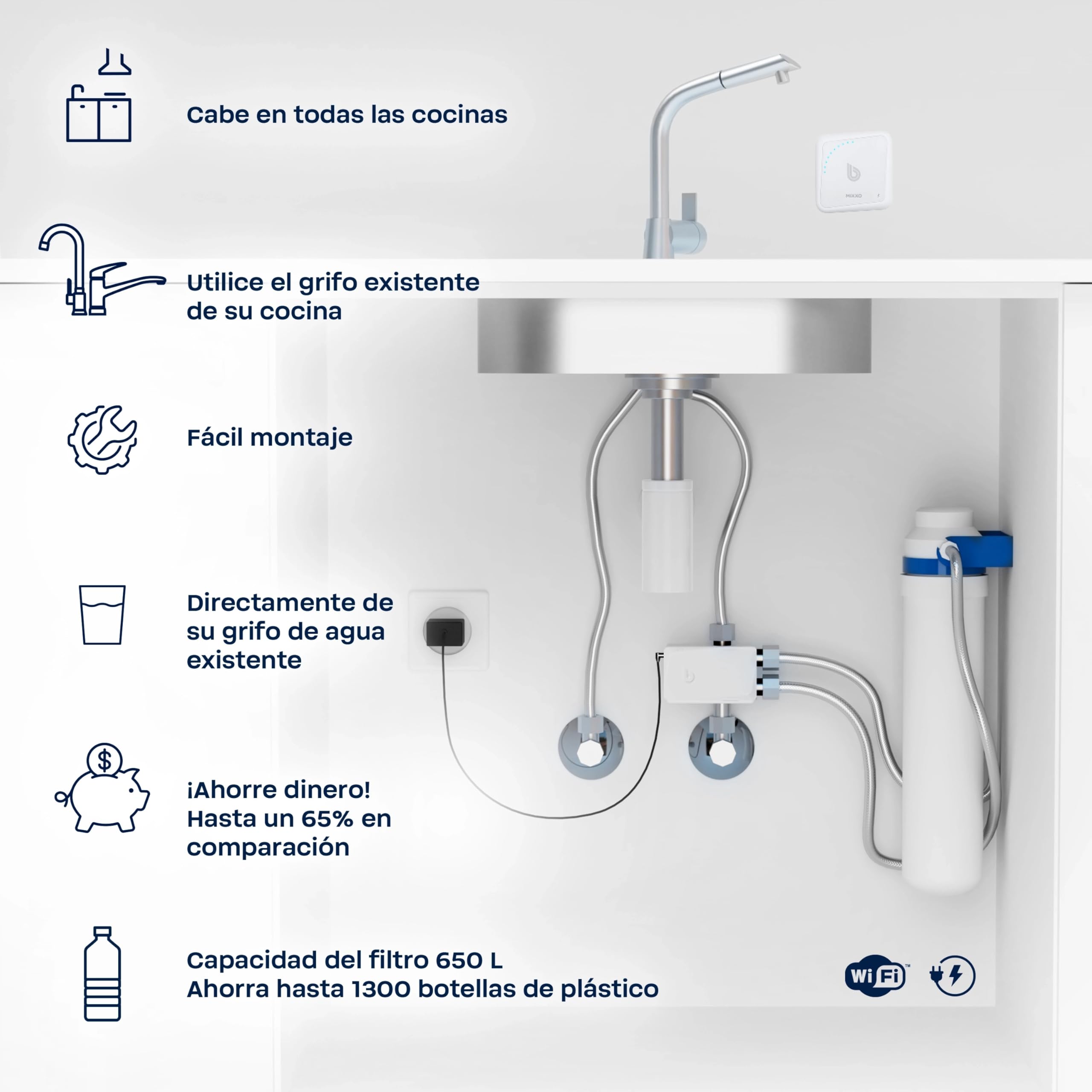 BWT MIXXO Starter Kit - Mineralizer, Filtro de agua bajo encimera para grifos de cocina existentes, Cartucho filtrante Mineralizer para el óptimo agua