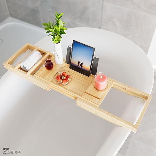 Miniatura 8 de ToiletTree Products Carrito de bañera de bambú con lados extensibles y soporte ajustable para libros (Deluxe)
