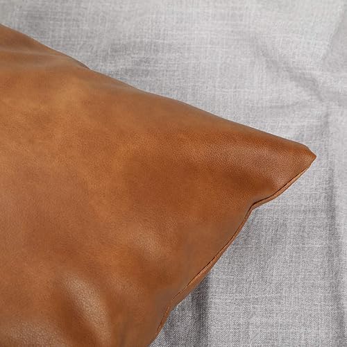 Miniatura 3 de SEEKSEE Paquete de 2 fundas de almohada lumbar de piel sintética de 12 x 20 pulgadas, almohada lumbar decorativa de estilo rústico moderno para