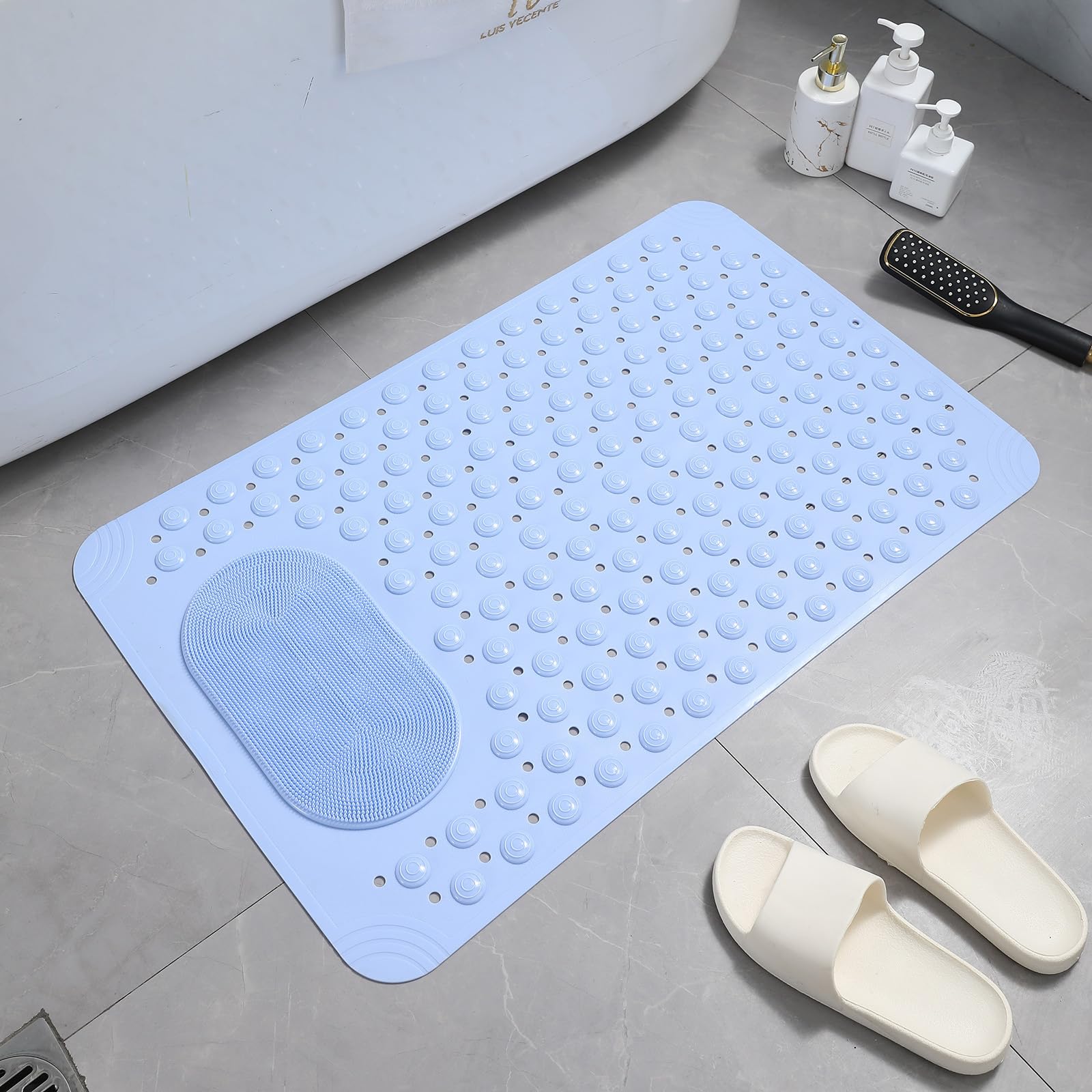 Tapis de douche antidérapant avec ventouse et texture ergonomique - Tapis de douche antidérapant