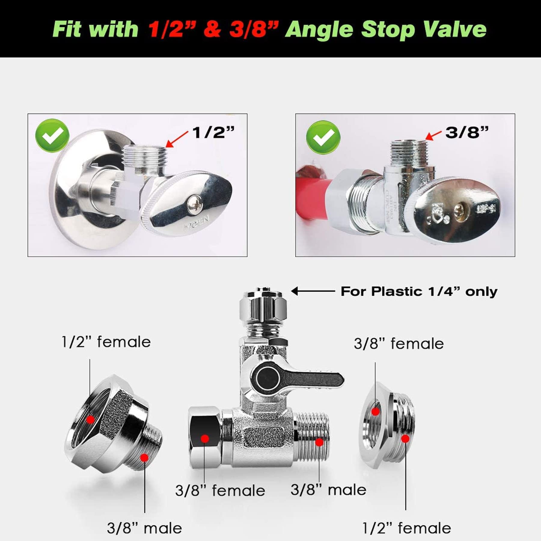 Wasseranschluss Adapter T-Stück 1/2x1/2x1/4 - Bewässerungsadapter Mit Durchflussregelung