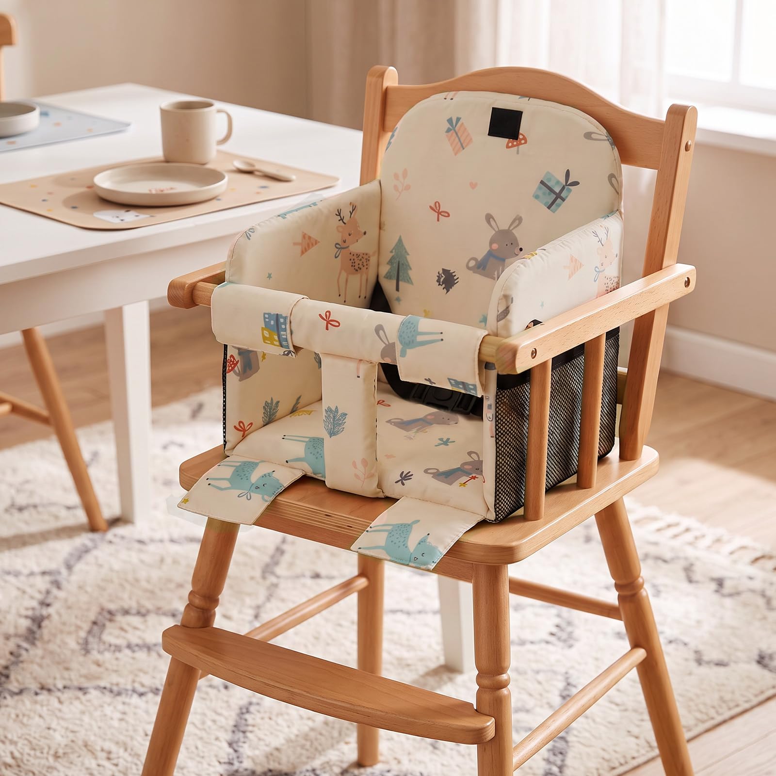 Shopping Cart Seat Cover for Baby, 3in1 High Chair Seat Cover Cushion Beige