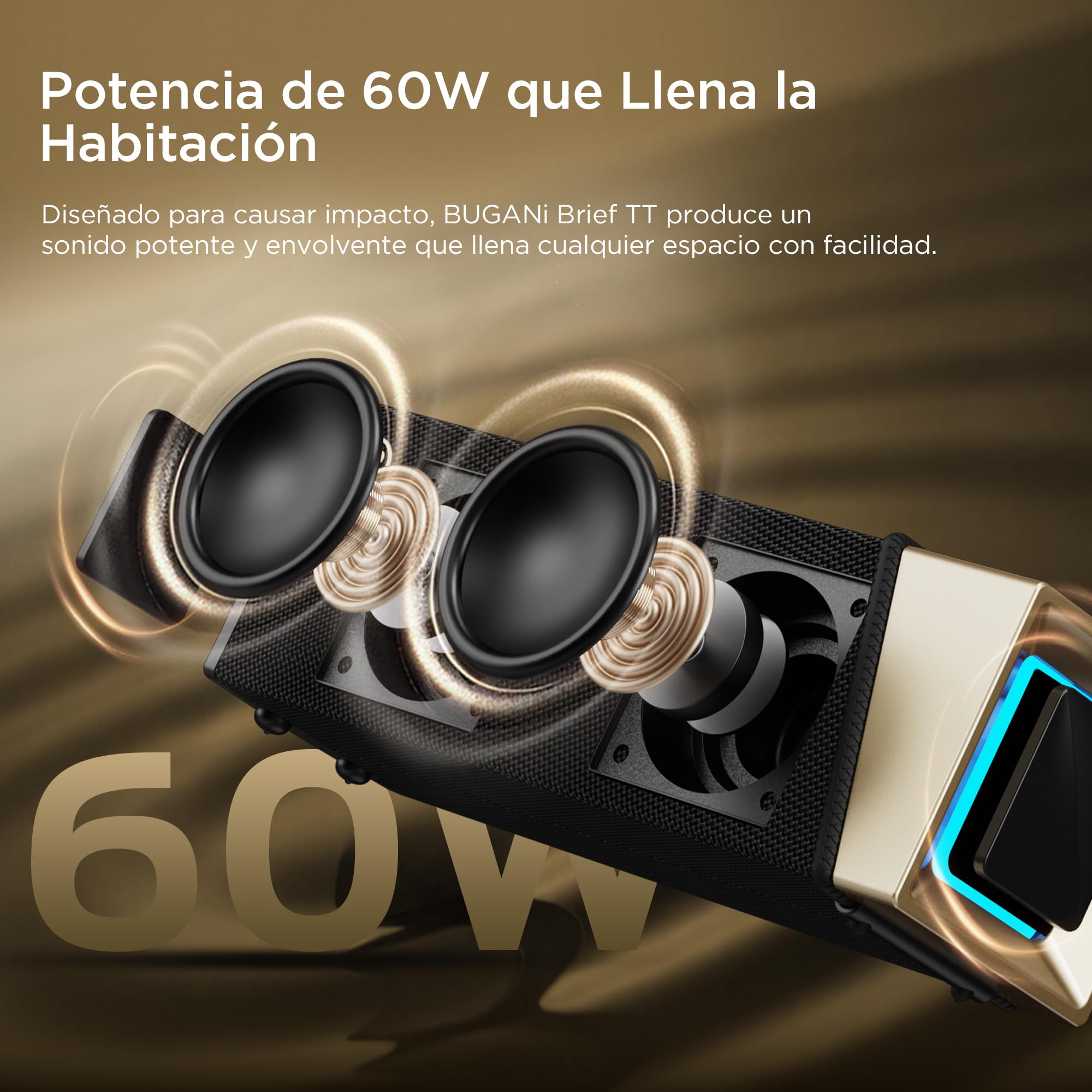 BUGANI Altavoz Bluetooth, caja de música Bluetooth con 5.4, batería de 24 horas, controladores de graves, IPX5 resistente al agua, función manos libres para teléfono, cajas para casa, exterior, jardín
