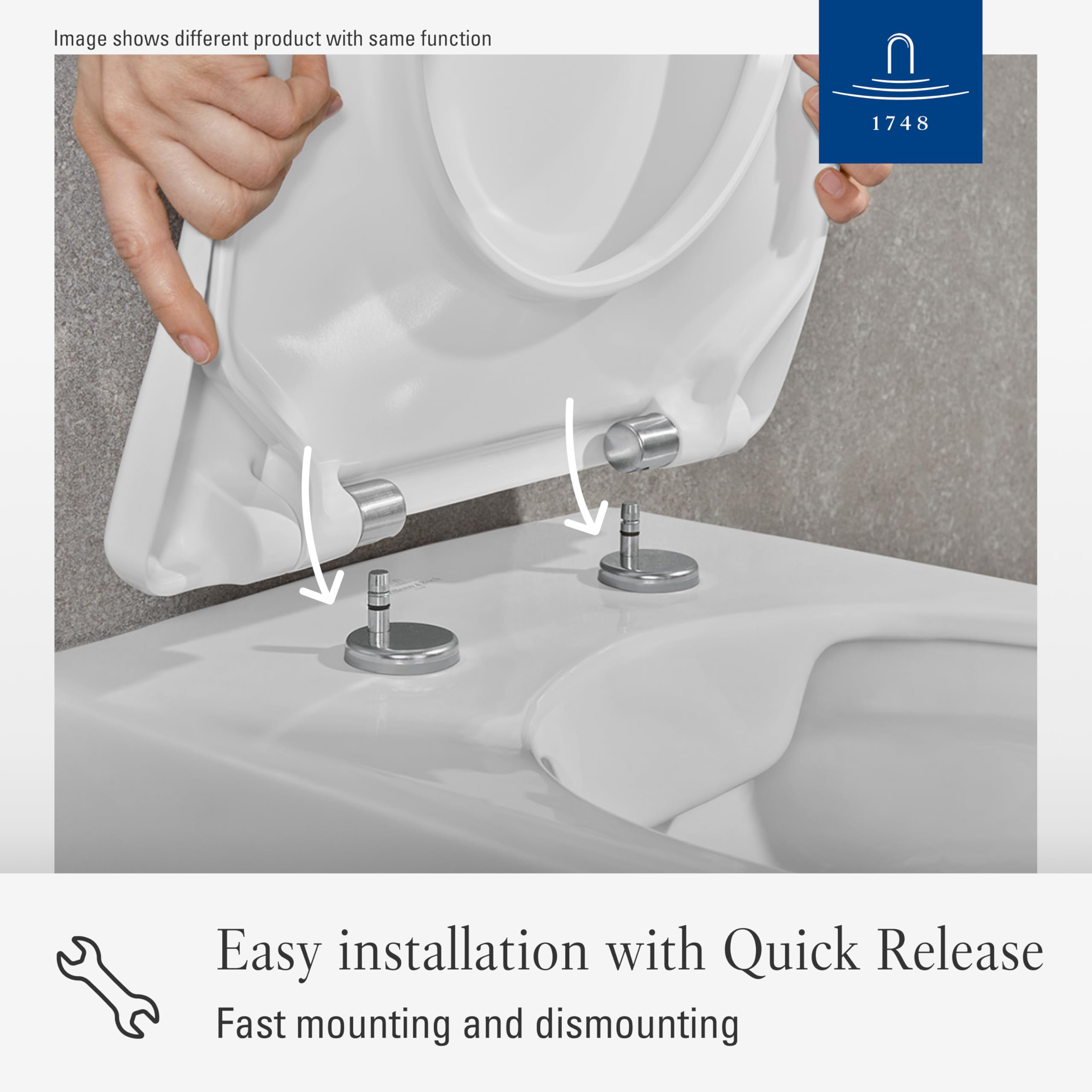 Villeroy & Boch ViCare Wc-bril barrièrevrij, toiletdeksel wit alpine met softclosemechanisme, afneembare, onbreekbare toiletbril van duroplast, wc-deksel D-vorm, origineel reserveonderdeel