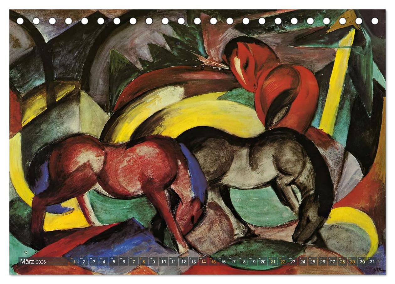 Expressionistische Tierwelten (Tischkalender 2026 DIN A5 quer), CALVENDO Monatskalender: Leuchtende Tiere in expressiven Farben