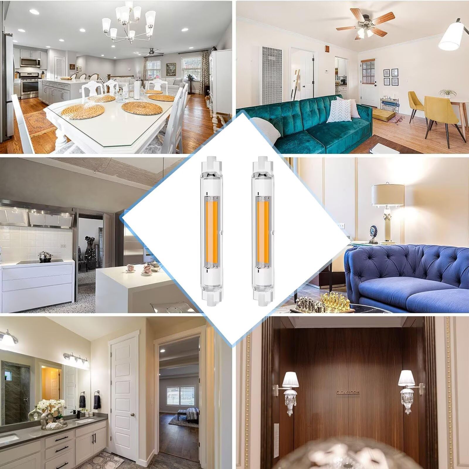 R7S LED 118mm Dimmbar 30W Lampen Ersatz für 300W Halogen Glühbirnen, LED R7S 118mm Kaltweiß 6000K 3000 LM, 360°Abstrahlwinkel, Kein Flackern für Deckenfluter Stehlampe Wandleuchte, 6er Pack