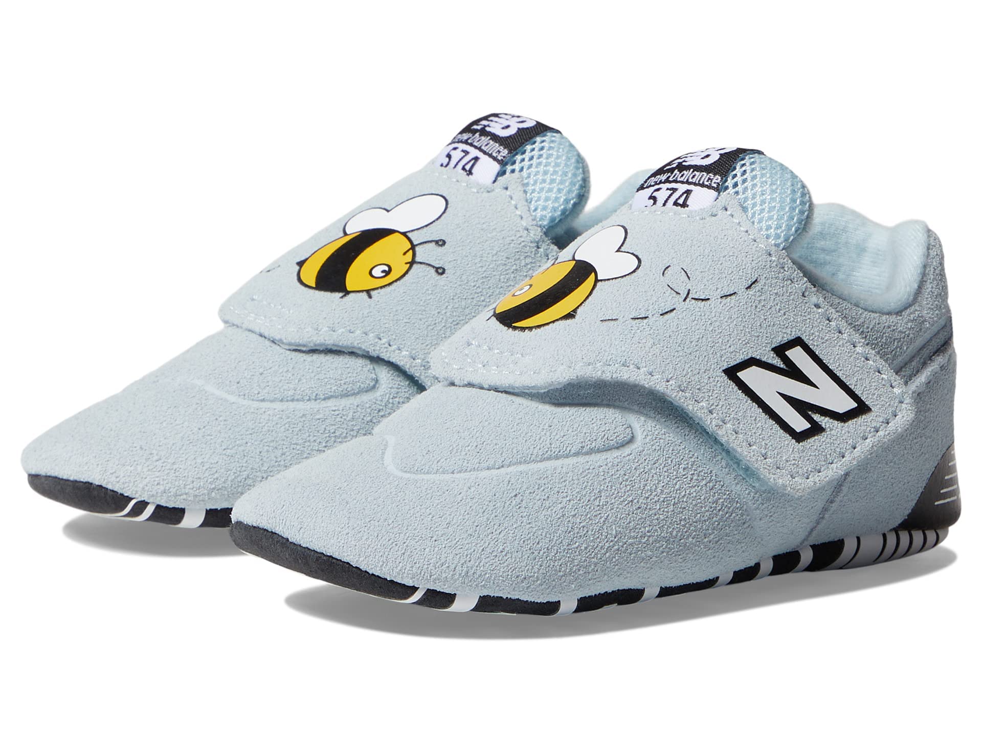 New Balance Kid's 574 V1 Crib Hook & Loop Sneaker, Morning Fog/Team Gold, 1 Wide Infant