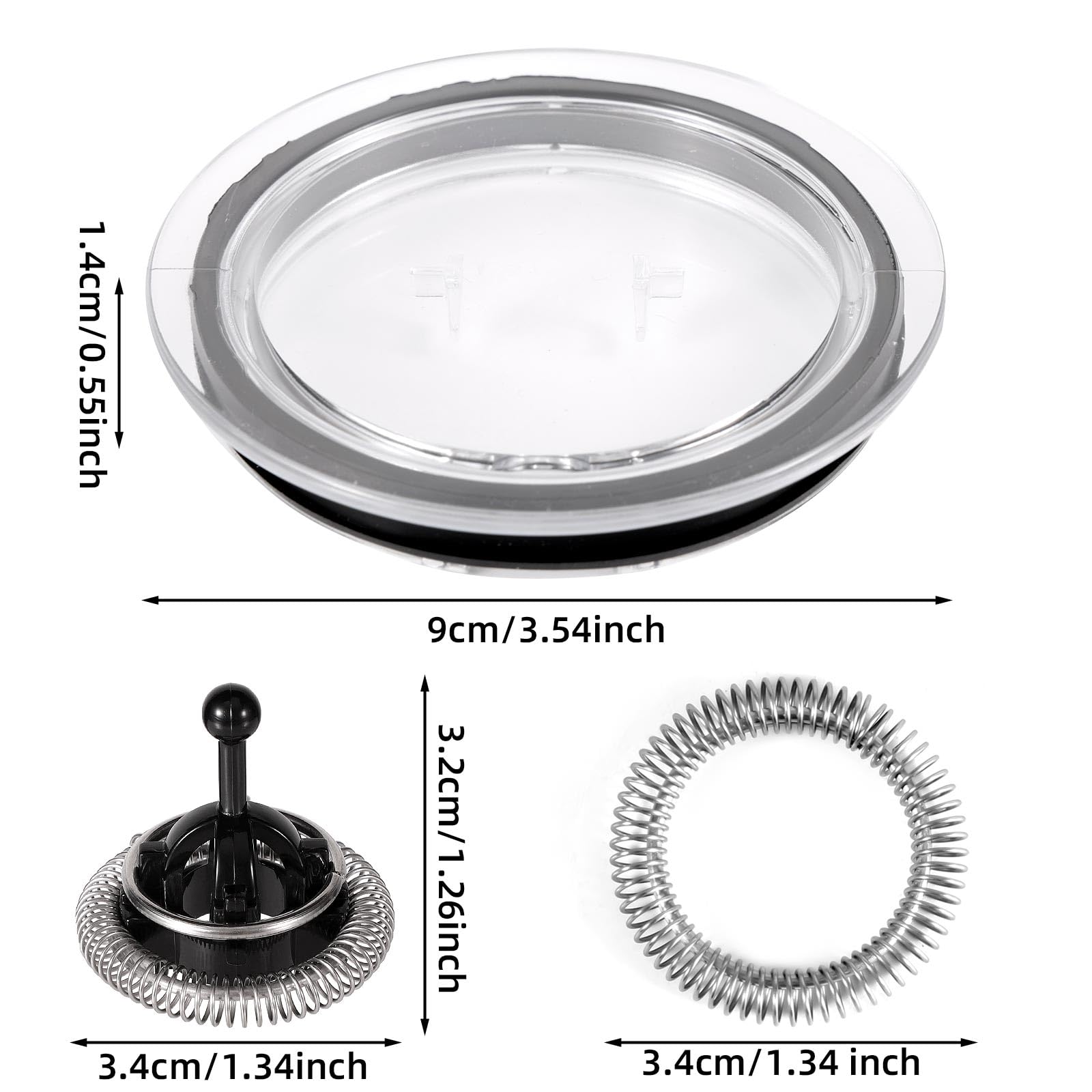 3 Piezas Repuesto Espumador de Leche para Nespresso Aeroccino 3/4/Plus, Incluye Resorte Batidor Agitador de Acero Inoxidable y Tapa Sellado Accesorios para Cafeteras