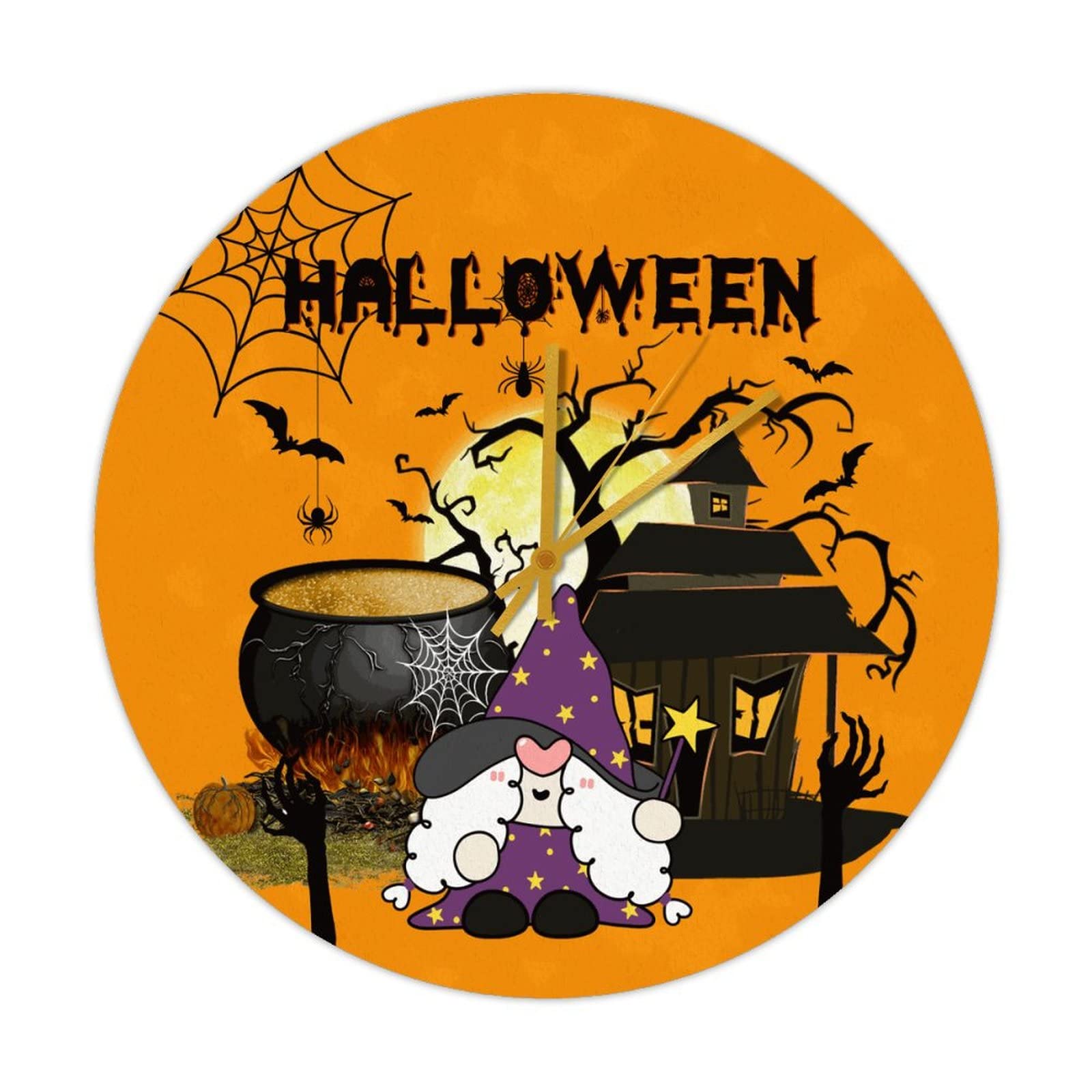 Horloge sans tic-tac Halloween en bois pour décorer sans bruit