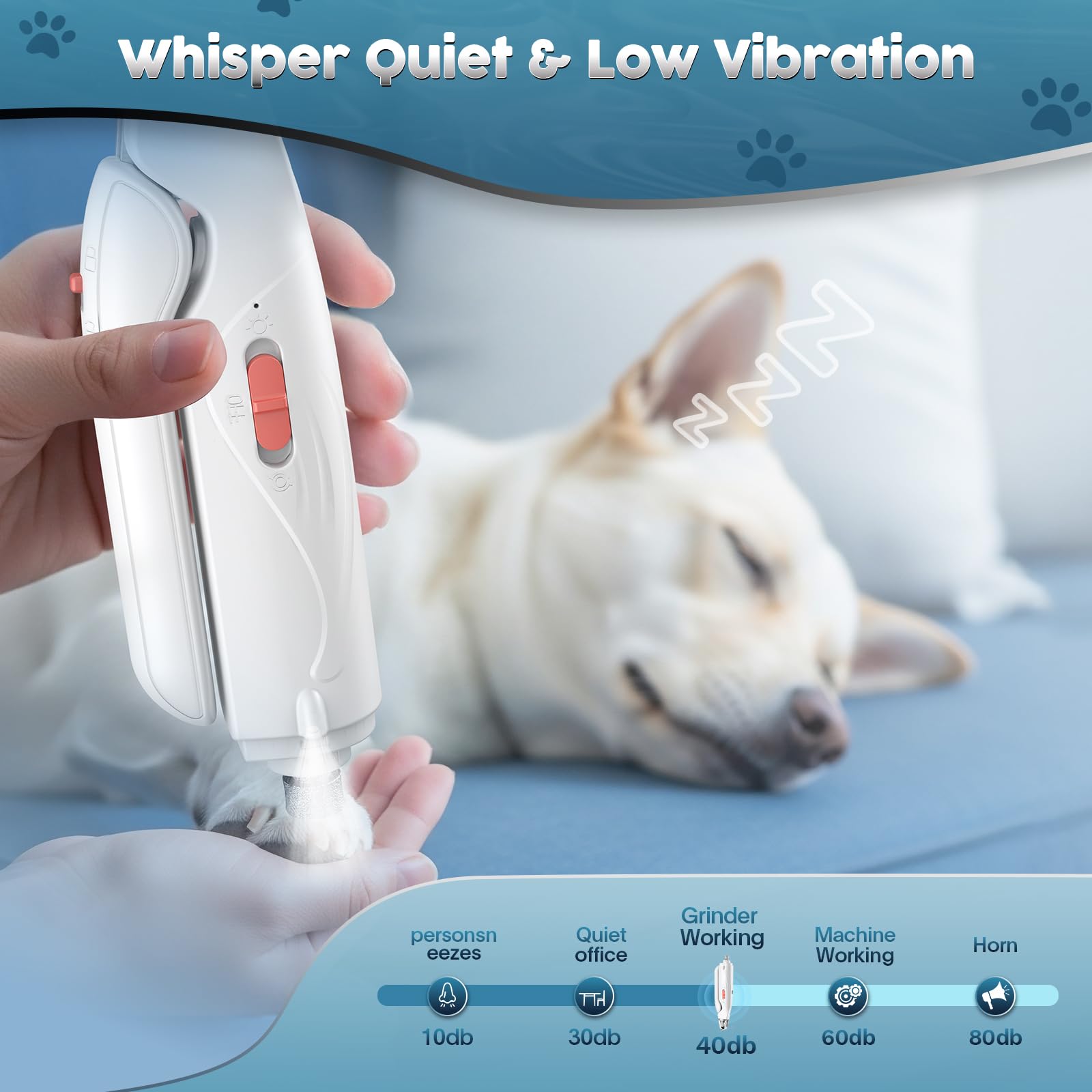 2-in-1 Dog & Cat Nail Clippers and Grinder with Light – Upgraded Safety Guard to Avoid Overcutting, Sharp Blade, Painless Quiet Pet Nail Claw Trimmers, Professional Grooming Tool for Large Small Pets - image 5