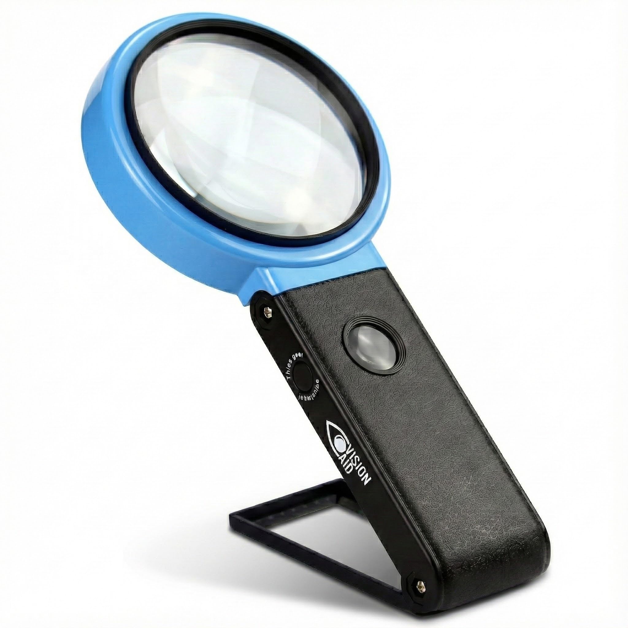 VISION AID 30X Hands-Free Magnifying Glass with 21 LED Lights for Coins Jewelry Crafts Hobby 40X Loupe Handheld or Desktop Stand Magnifier for Seniors Reading Watch Repair Soldering Close Work