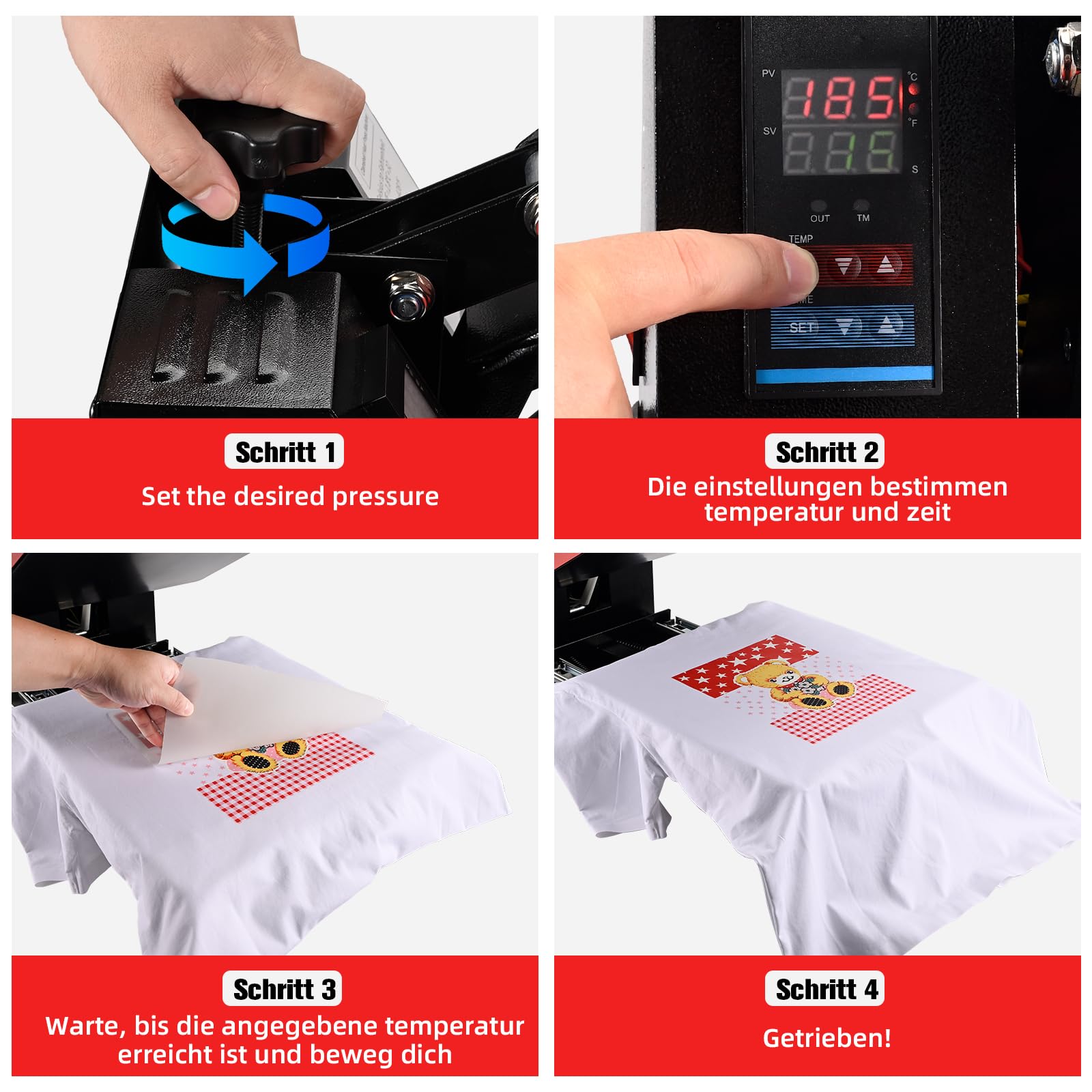 ColorSub Digitale Sublimationsmaschine, 38 x 38 cm (15 "x 15"), Hitzepresse，Gleit-Thermopresse, geeignet für T-Shirts, Taschen, Kissen, Puzzles, Kleidung,HTV-Vinyl-Projekte 1600 W