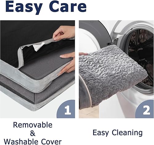 Miniatura 6 de WESTERN HOME Cama grande para perro, camas ortopédicas para perros con forro impermeable, sofá XL para mascotas con funda extraíble lavable y parte