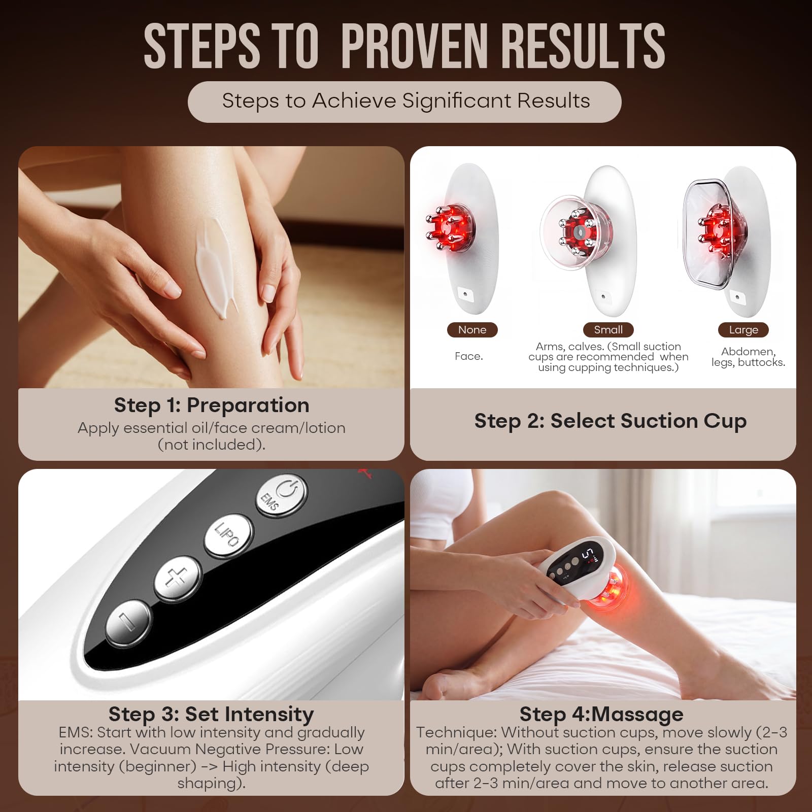3-in-1 Anti Cellulite Massagegerät (Saugleistung 28-40kPa),Schröpfgerät Elektrisches、EMS & Rotlicht Funktion,zur Straffung,Modellierung & Hautpflege für Kopf,Gesicht & Körper gegen Cellulite