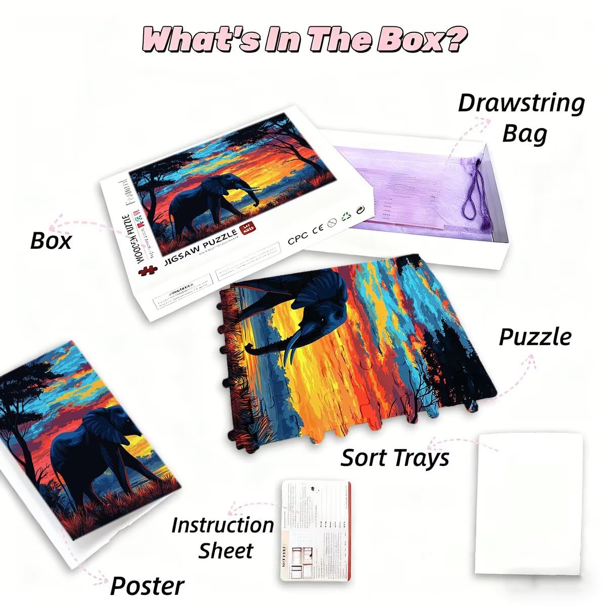 Puzzle dla dorosłych, 3000, słoń, 3000 sztuk, dla dorosłych, drewniane gry logiczne o zachodzie słońca, klasyczna, edukacyjna, wymagająca gra dla całej rodziny, dekompresja, prezenty dekoracyjne, 122