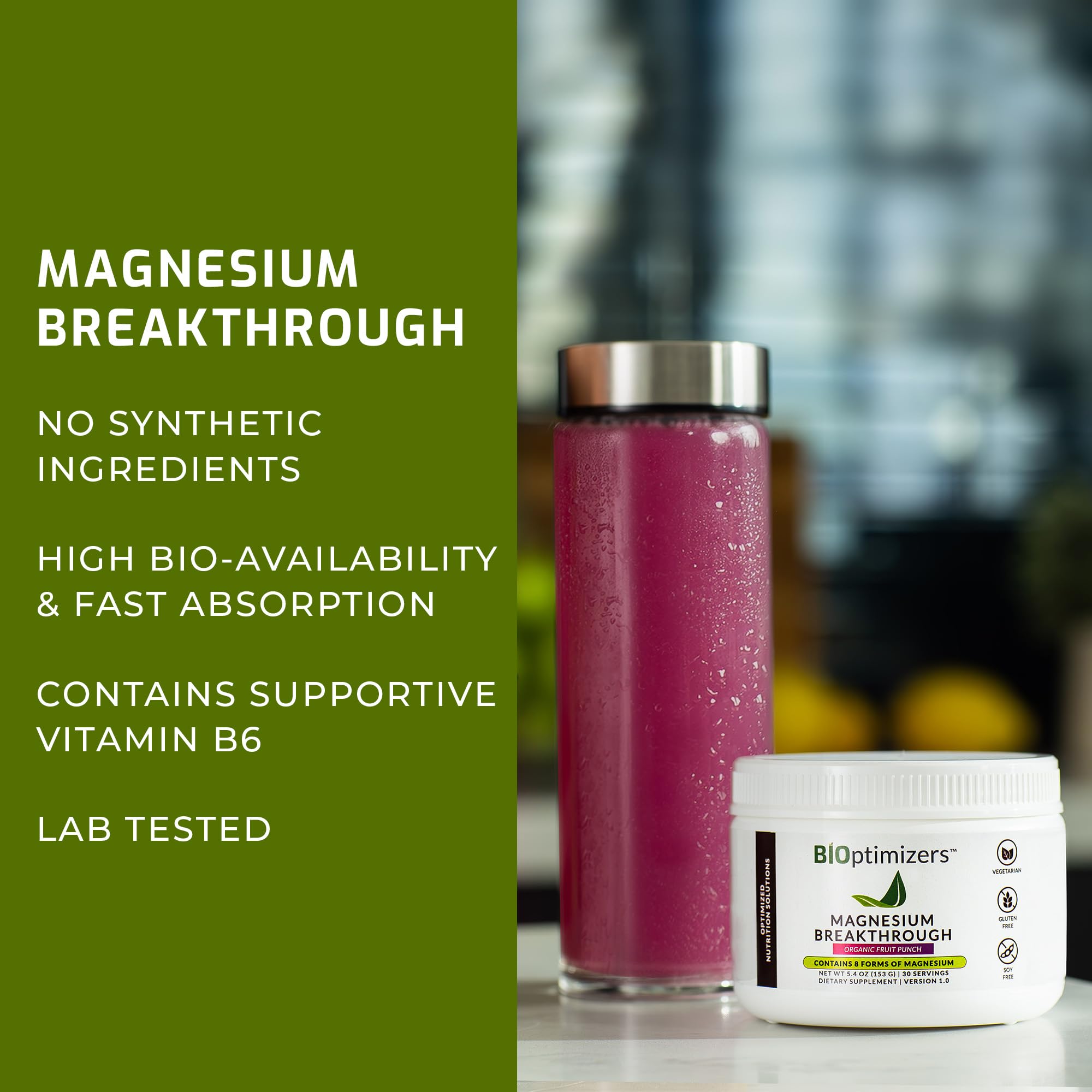 BiOptimizers Magnesium Breakthrough Drink Fruit Punch