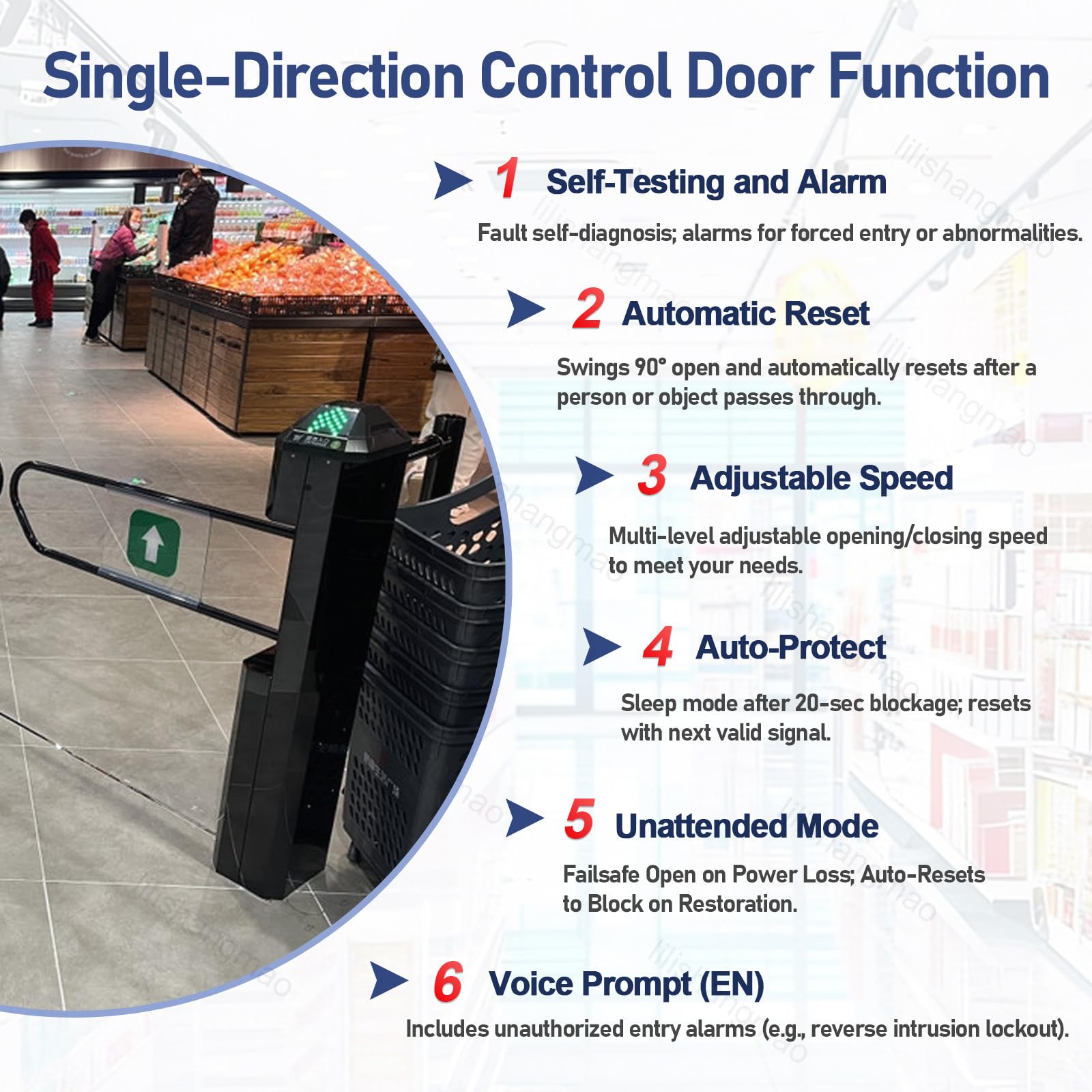 Puerta con Sensor De Radar: Barrera Automática Unidireccional, con Rango De Detección Y Ajuste De Velocidad, para Entradas De Alta Demanda, con Alertas De Voz, para Lugares Públicos A