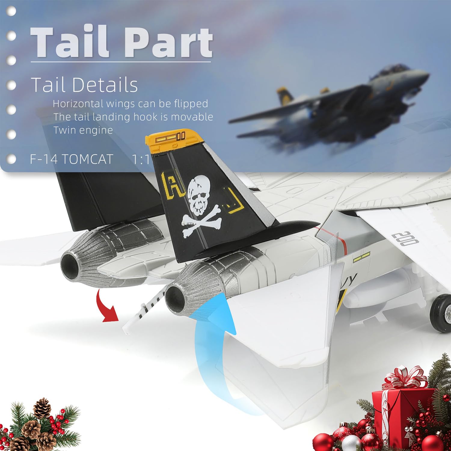 NUOTIE F-14A Tomcat 1/100 Metall Flugzeug Modellbausätze mit Ständer VF-84 Jolly Rogers DieCast Alloy Fighter Modell Jet Replik Vorgefertigte Militärflugzeugsammlung für Display oder Geschenk | VF-84 Jolly Rogers DieCast Alloy Fighter Model Jet Replica Pr
