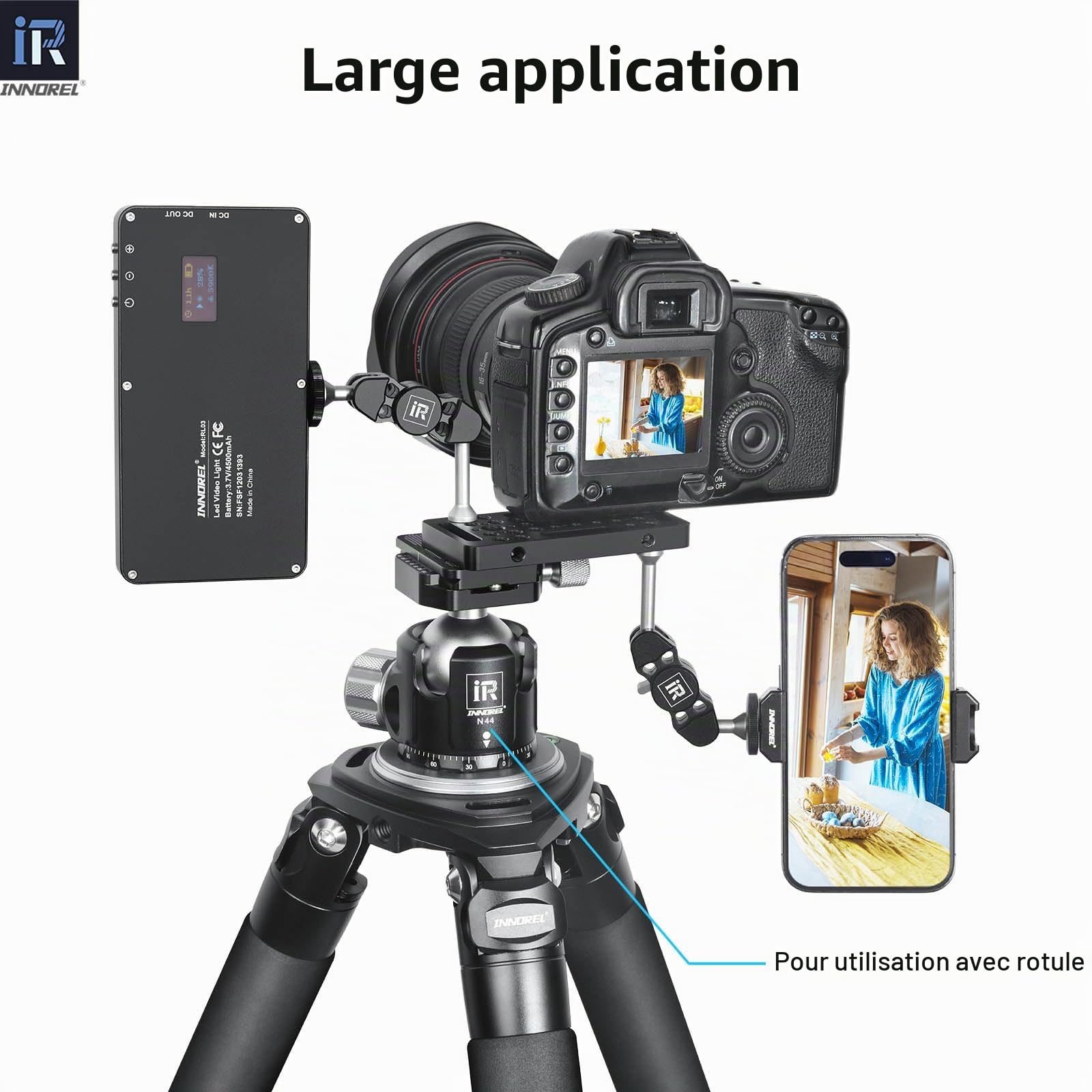 INNOREL CP1005 2 pièces 10 * 5cm Plaque de Fromage multifonctionnelle avec 1/4" et 3/8" Filets, Plaque de Montage de Commutation avec Trous de localisation Arri intégrés pour caméra et trépied