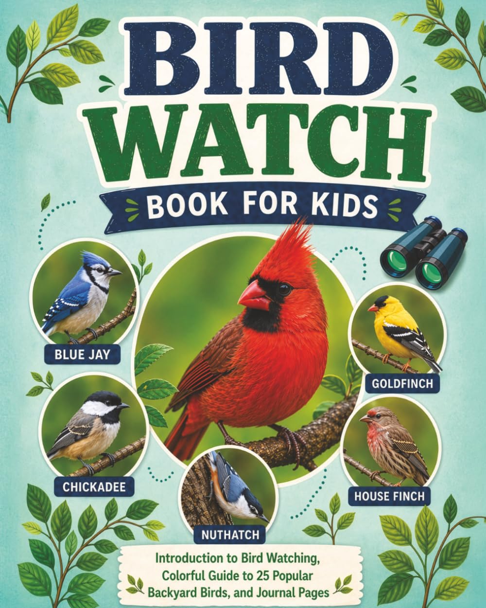 Bird Watch Book for Kids: Introduction to Bird Watching, Colorful Guide to 25 Popular Backyard Birds, and Journal Pages