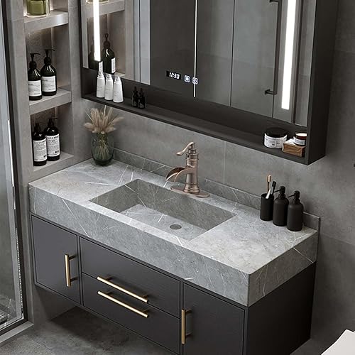 Miniatura 6 de BWE Grifo de cobre para baño, latón antiguo, lavabo, lavabo, lavabo, monomando, cascada, rosa, mezclador, un agujero, palanca de montaje en cubierta