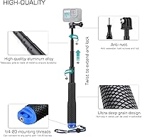 Vista 3 de GEPULY palo selfie de 7''-23'' impermeable monopod de tamaño bolsillo mango subacuático de aluminio para cámaras digitales GoPro Hero Session Max
