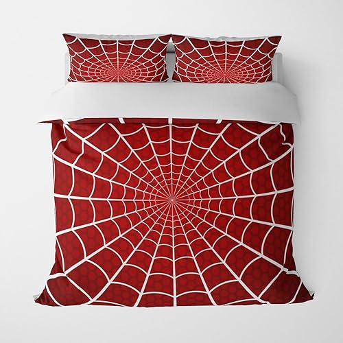 Juego de funda de edredón de superhéroe, tamaño King, ropa de cama de tela de araña roja para niños, adolescentes, niñas, decoración de dormitorio,
