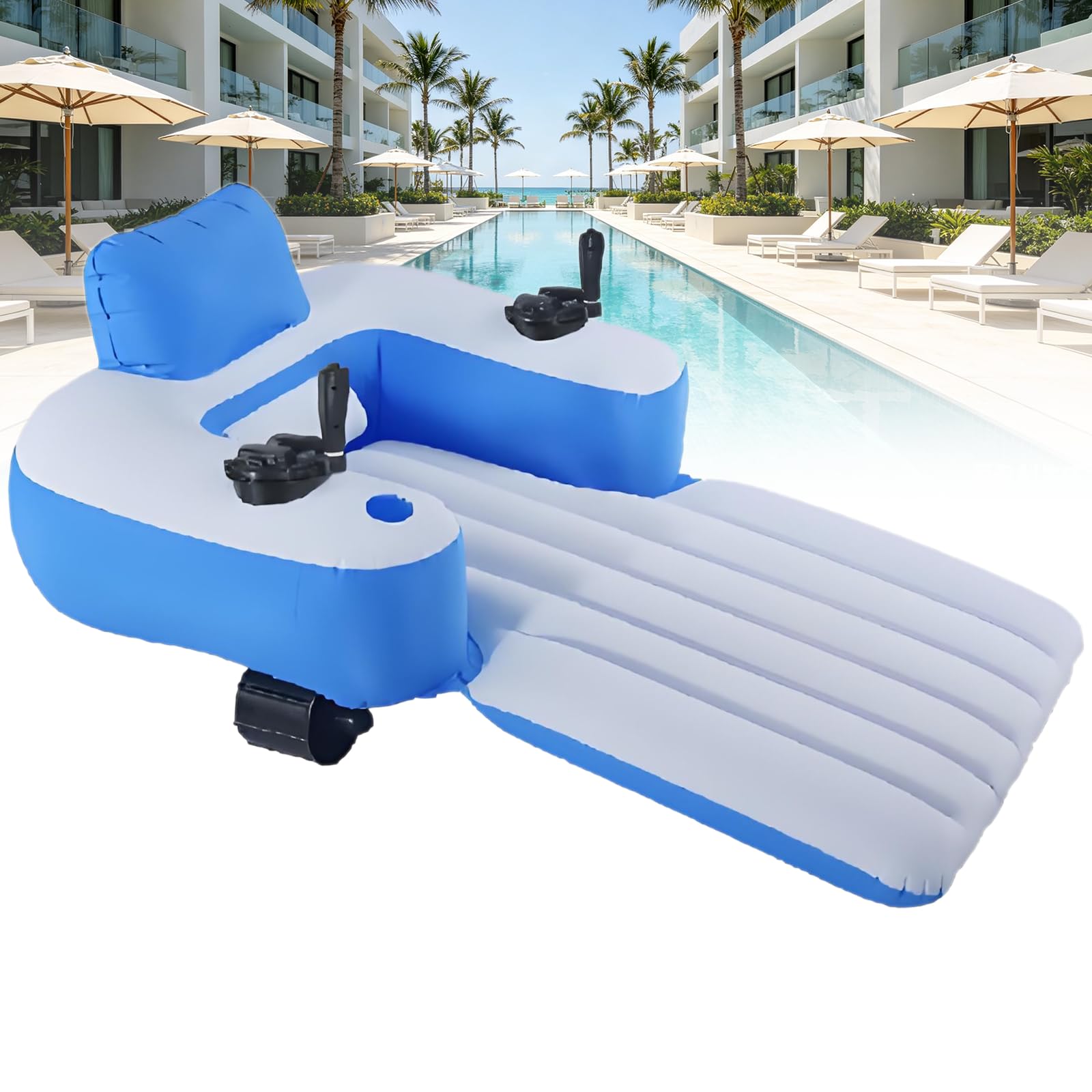 URJWAN Electric Pool Float for Adults,motorized pool floats for adults 66W Motor Inflatable Water Chair | Battery Powered Floating Lounge B
