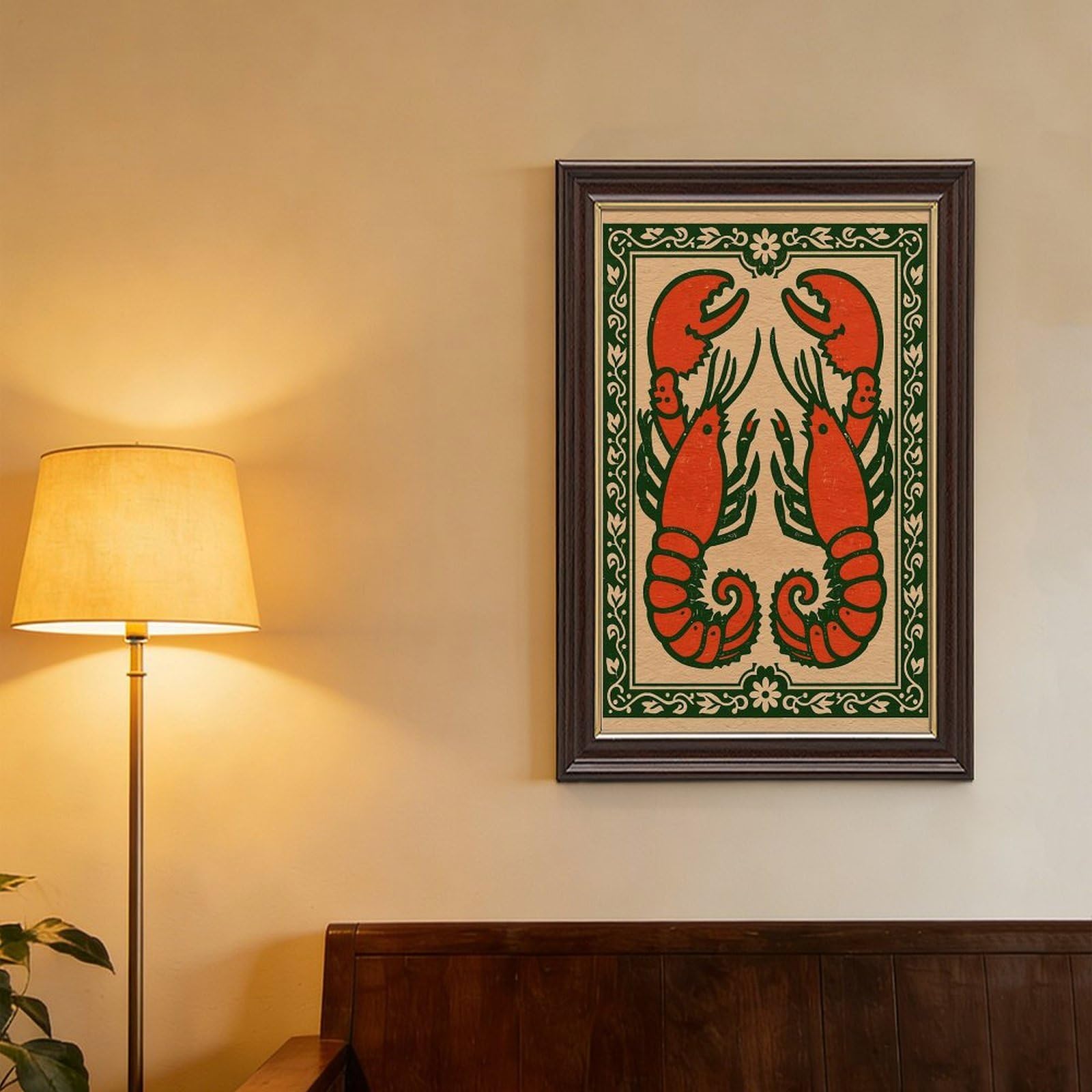 AYINUER Poster simmetrico rosso stampa aragosta design poster su tela per ufficio decorazione regalo