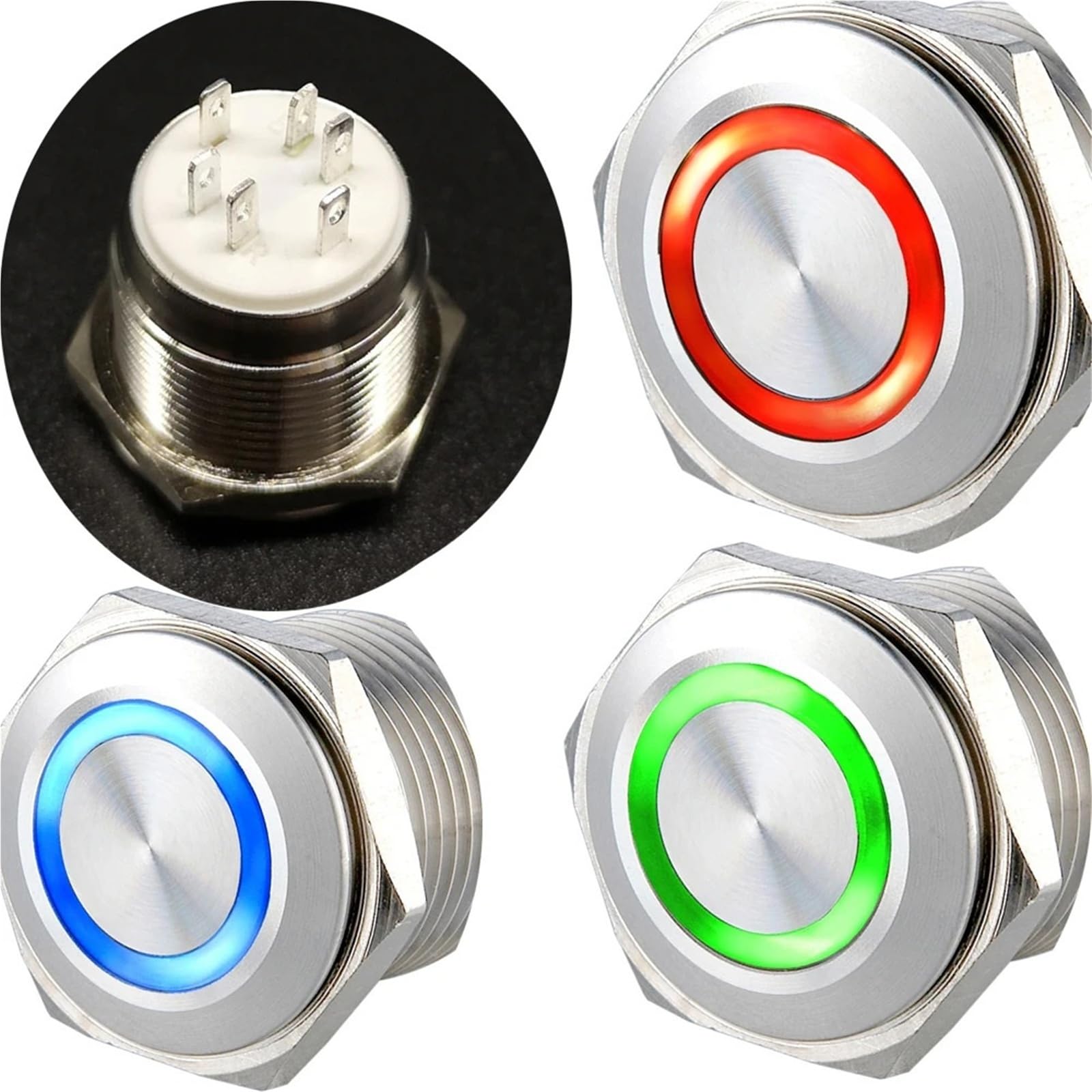 Interruptor de arranque para salpicadero de coche con botón de iluminación de anillo 3V 8