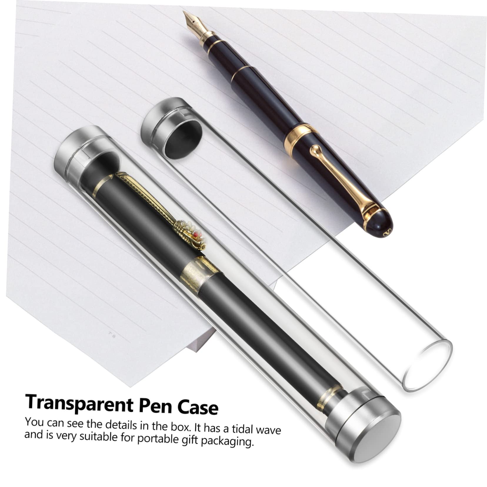 VILLCASE 30 Pezzi Custodie Trasparenti in Acrilico per Penne Penne Cilindrico Singolo Contenitori Resistenti Ufficio e Scuola Protezione Compact per Stilografiche e