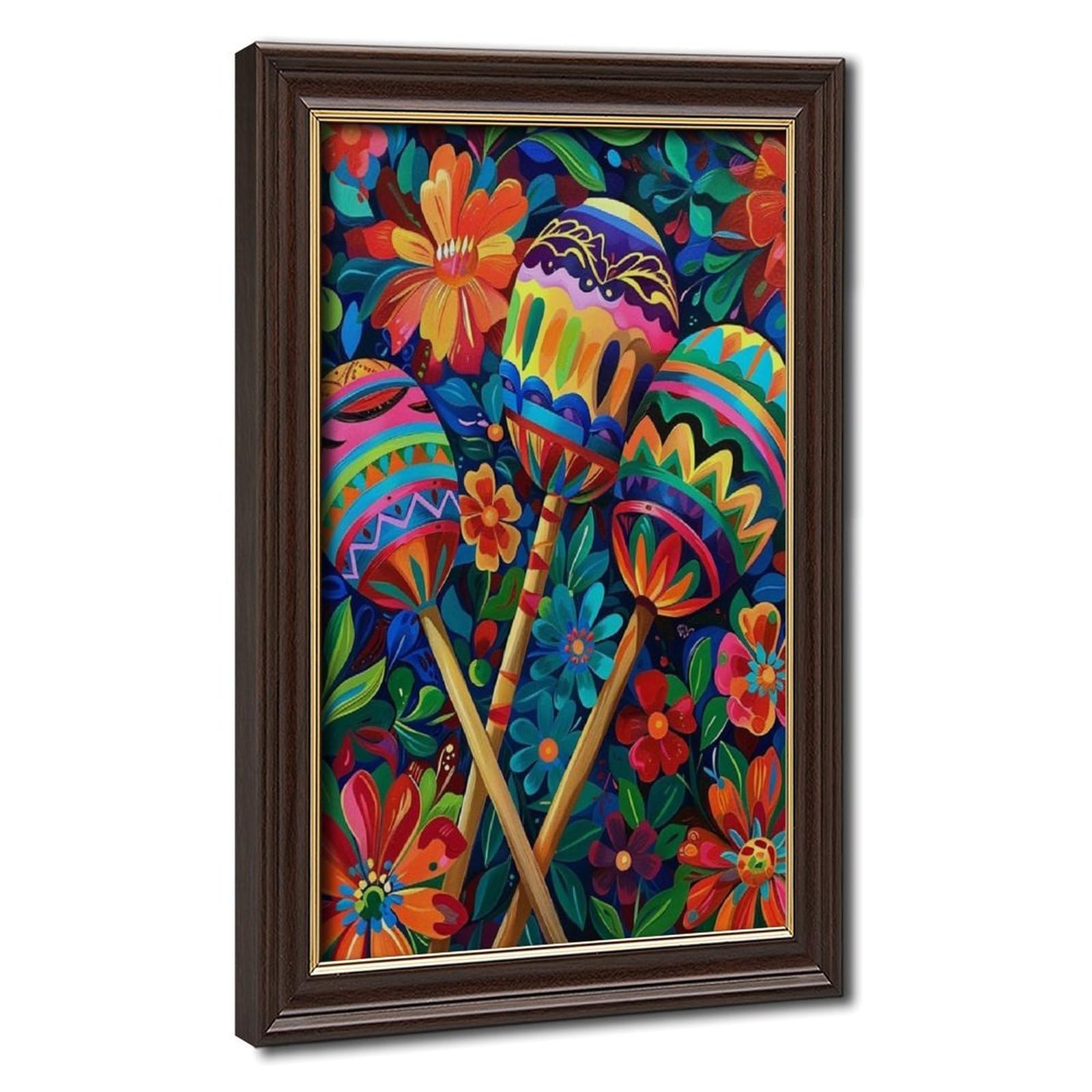 Lxwnze Mokume Gane Frame-Style Colorful Maracas With Festive Canvas Poster For Bedroom Decor Gift