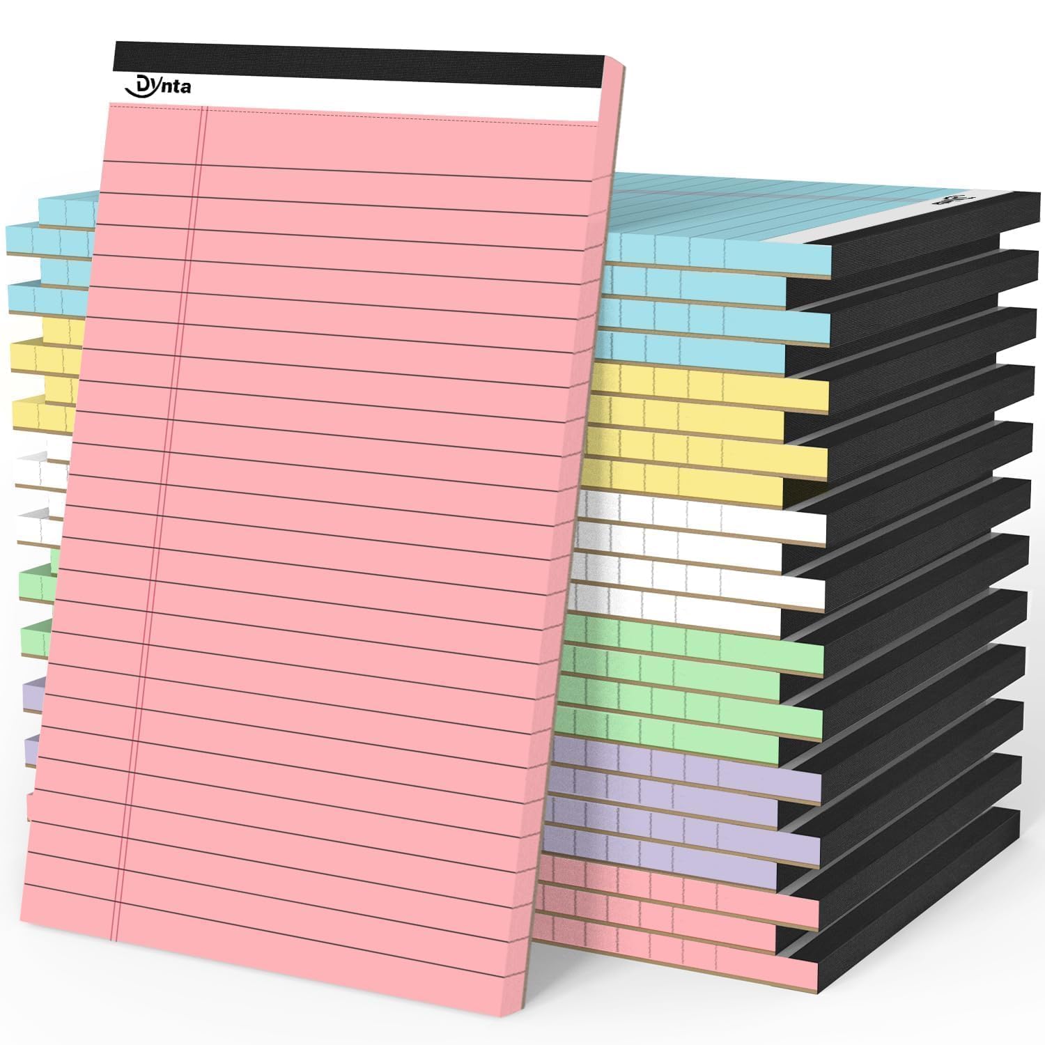 Dynta 24 Pcs 5x8 Note Pads 1080 Sheets College Ruled Small Writing Pads 80GSM Heavyweight Colored Paper 45