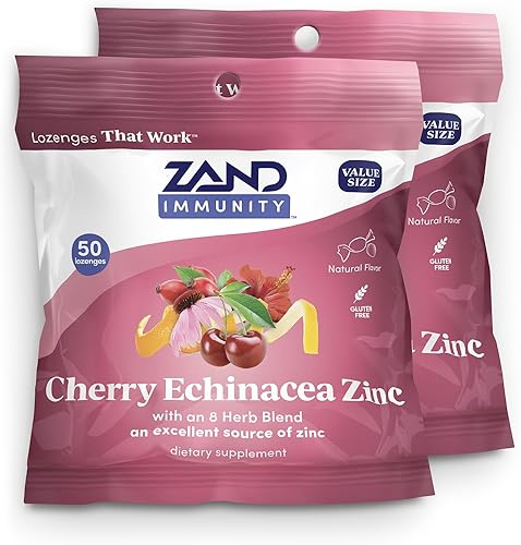 ZAND Immunity Cherry Echinacea - Pastillas para la garganta de zinc, paquete de 2 pastillas para la boca seca buenas para ti - Suplemento de apoyo